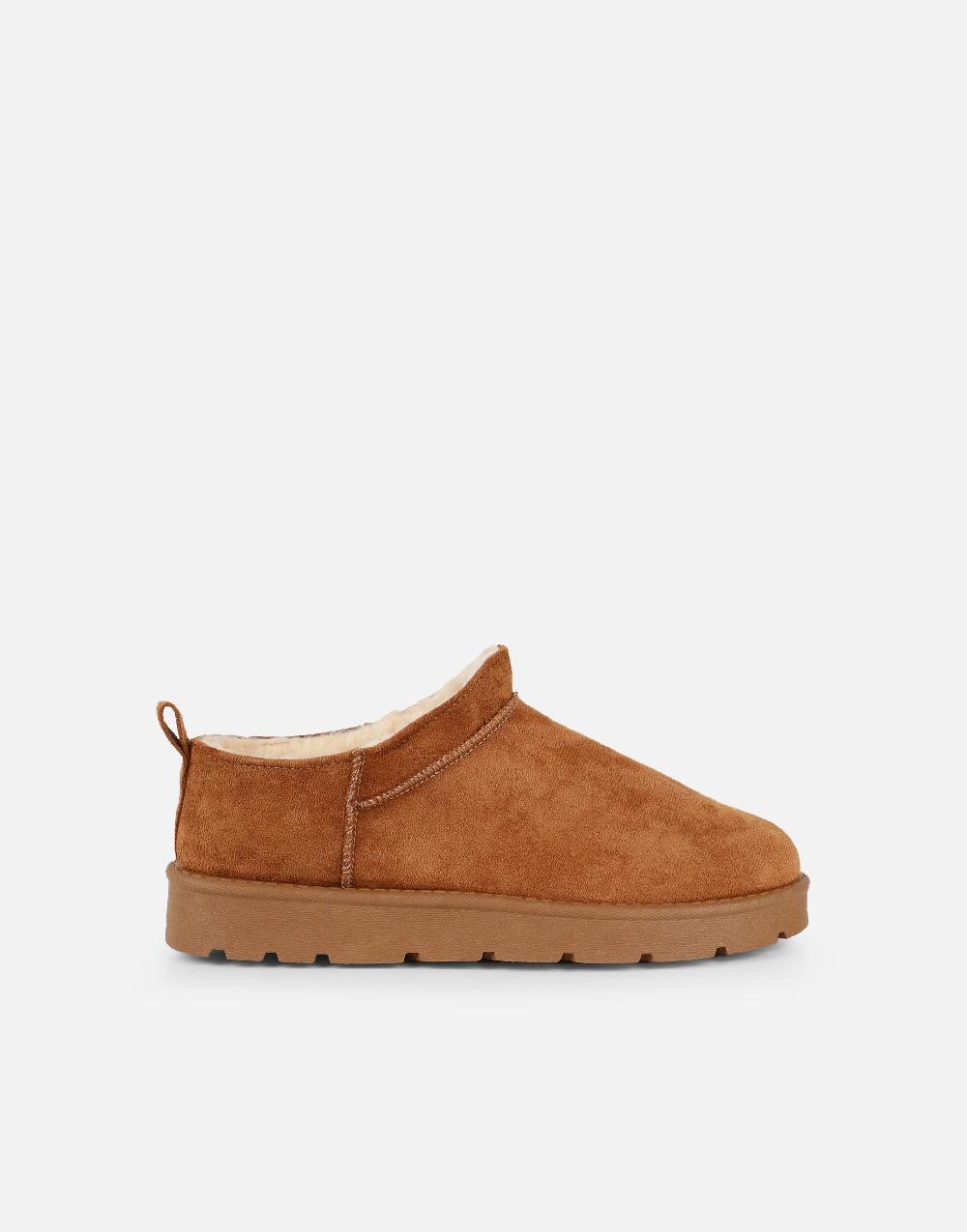 Simmi Chestnut Faux Suede Micro Flatform Boots
