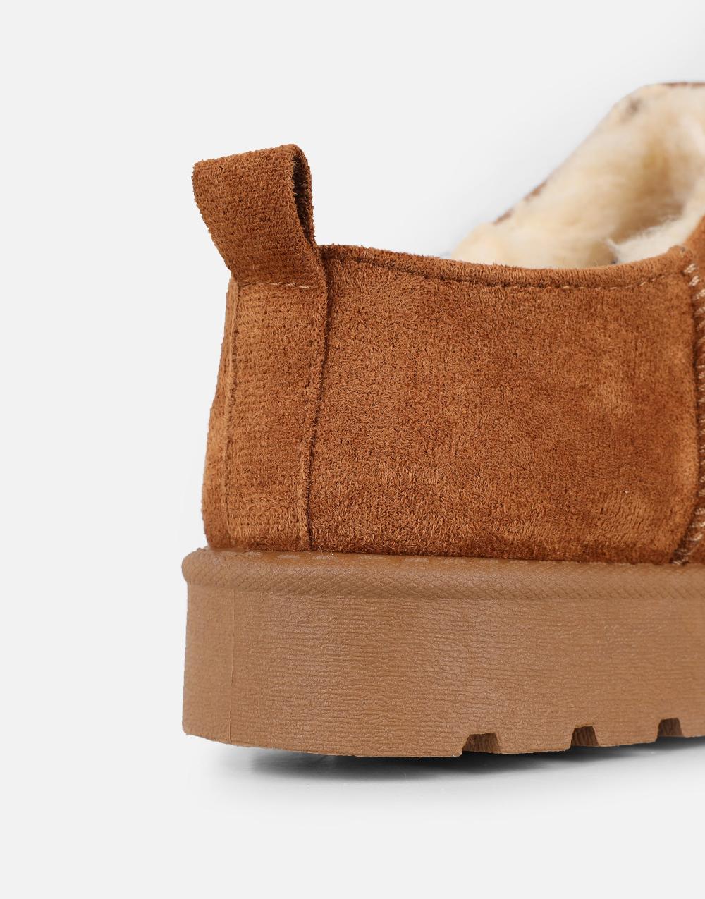 Simmi Chestnut Faux Suede Micro Flatform Boots