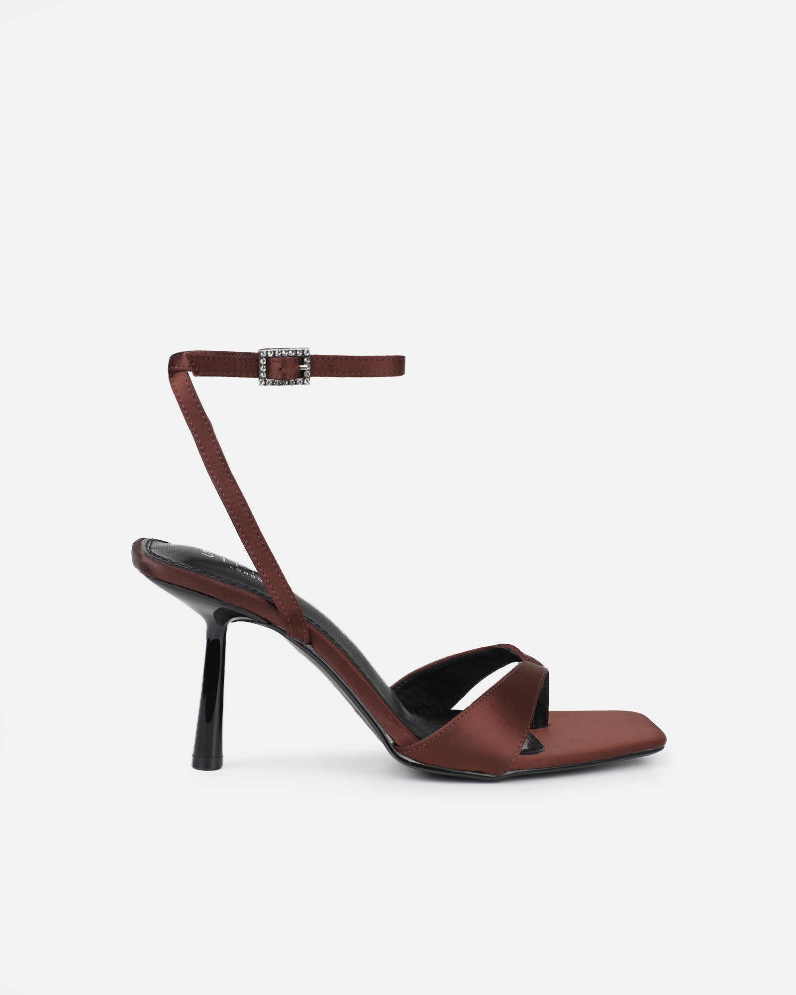 Simmi Chocolate Brown Satin Heeled Sandals