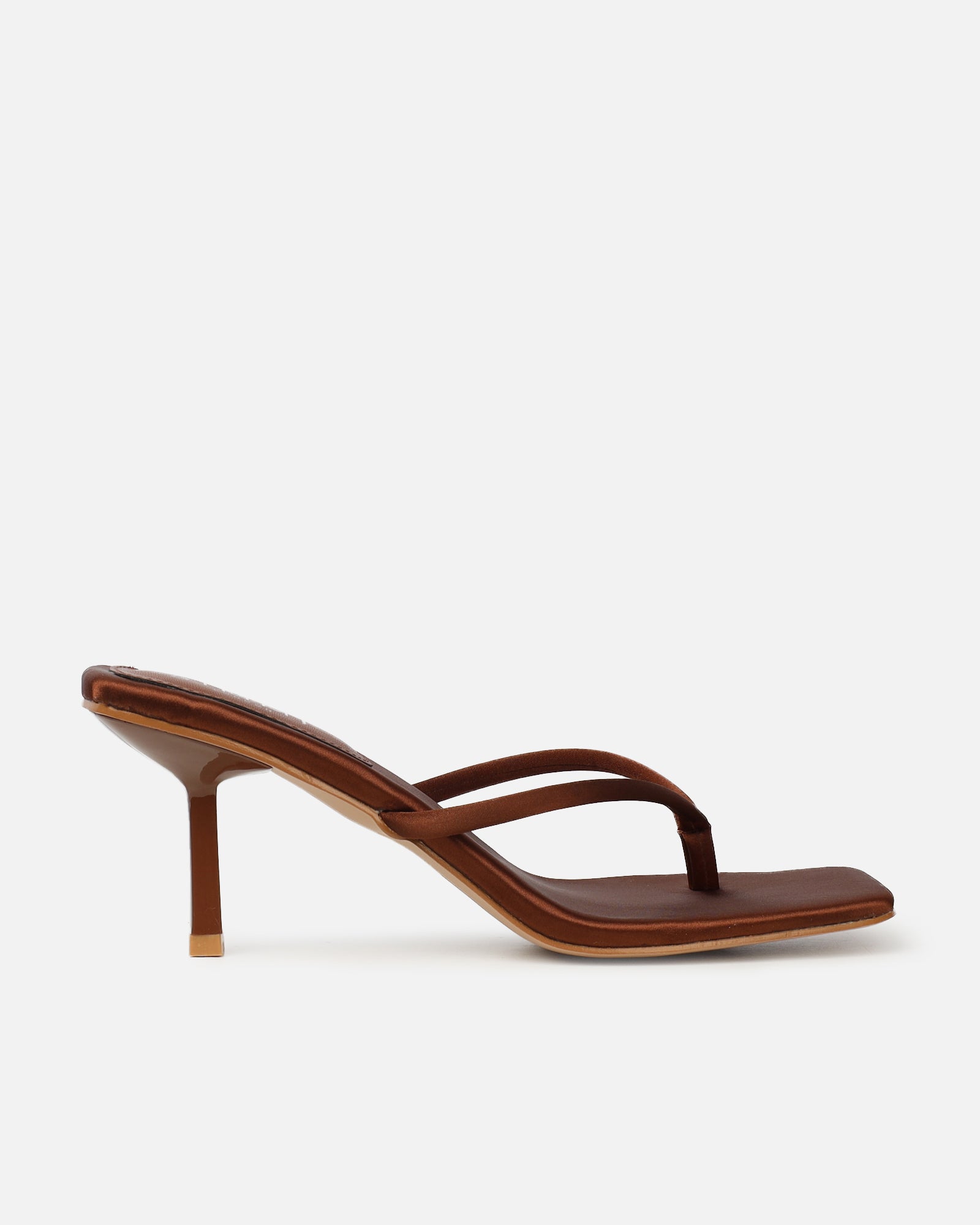 Simmi Chocolate Brown Satin Toe Thong Sandals