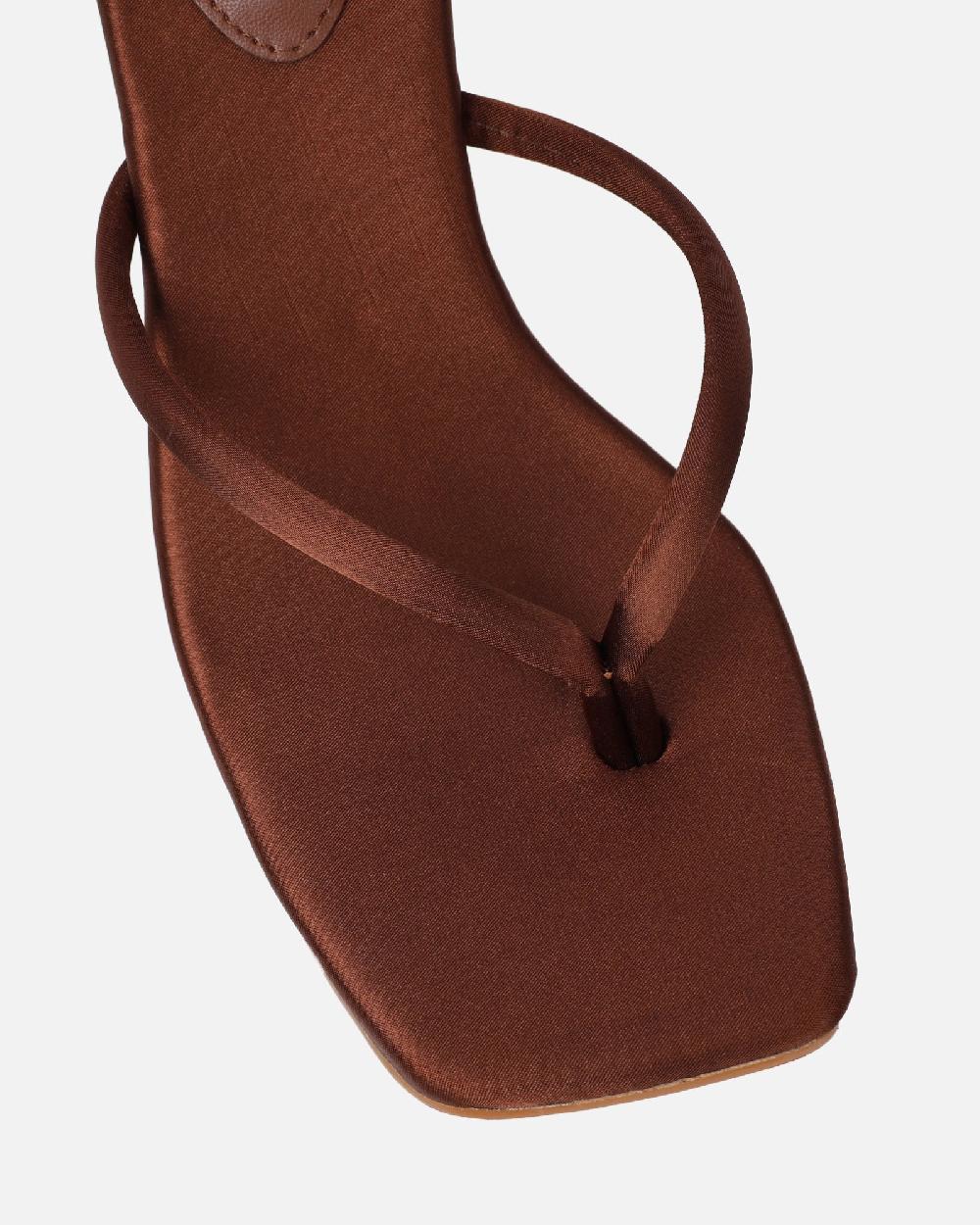 Simmi Chocolate Brown Satin Toe Thong Sandals