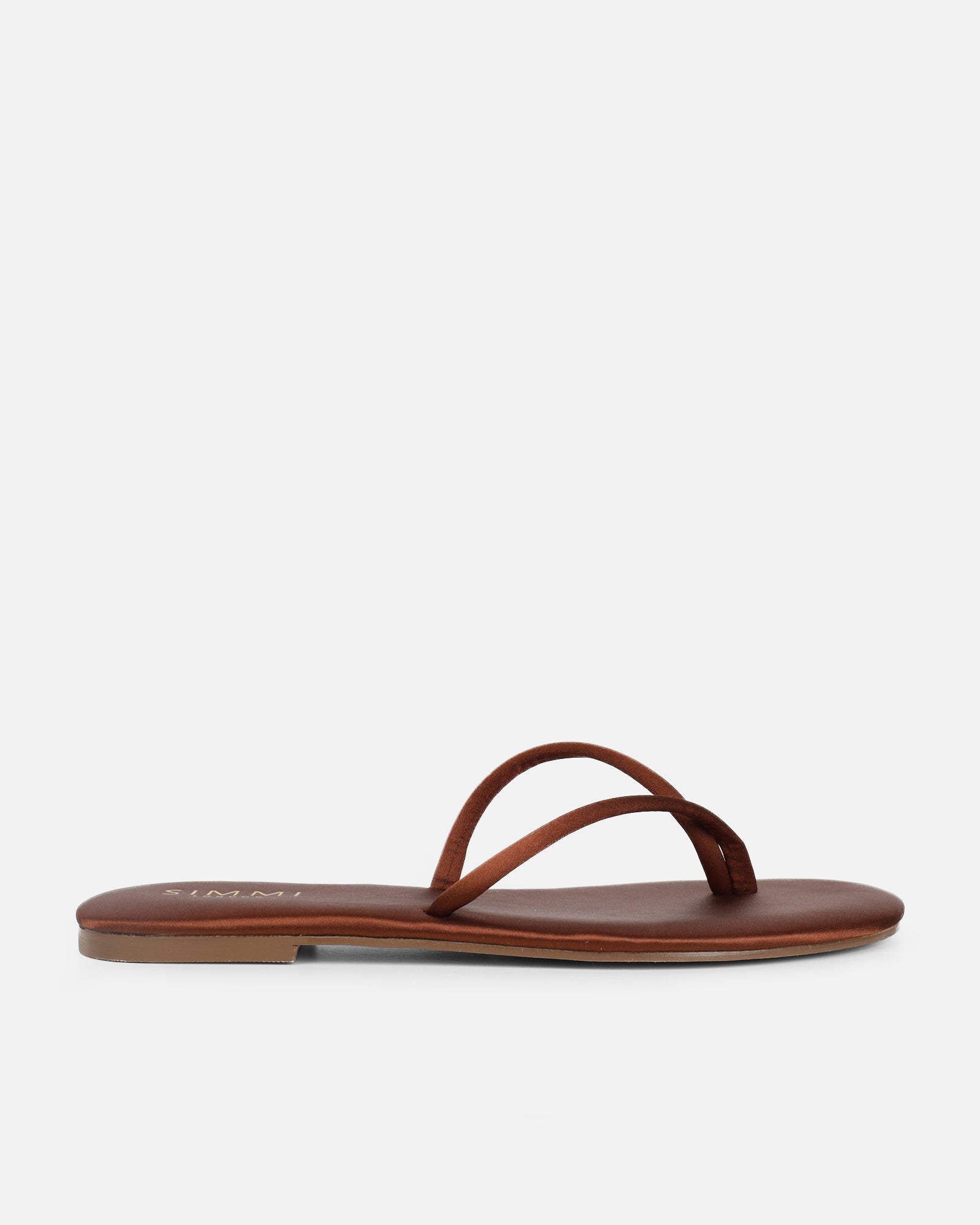 Simmi Chocolate Brown Satin Toe Thong Sandals