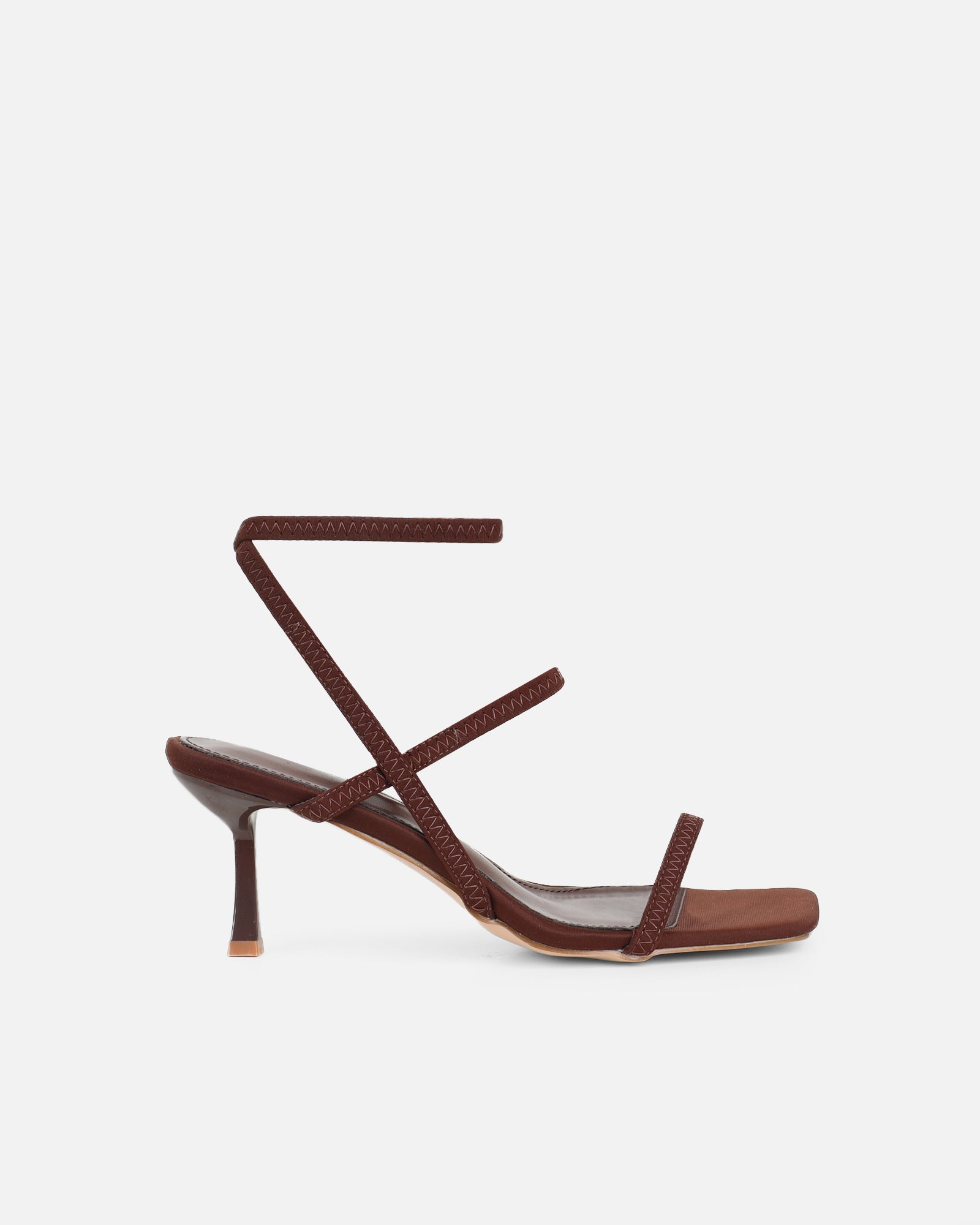 Simmi Chocolate Lycra Strappy Heeled Sandals