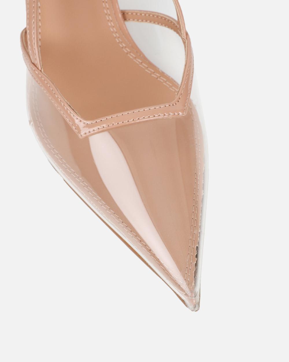 Simmi Clear Nude Slingback Court Shoes