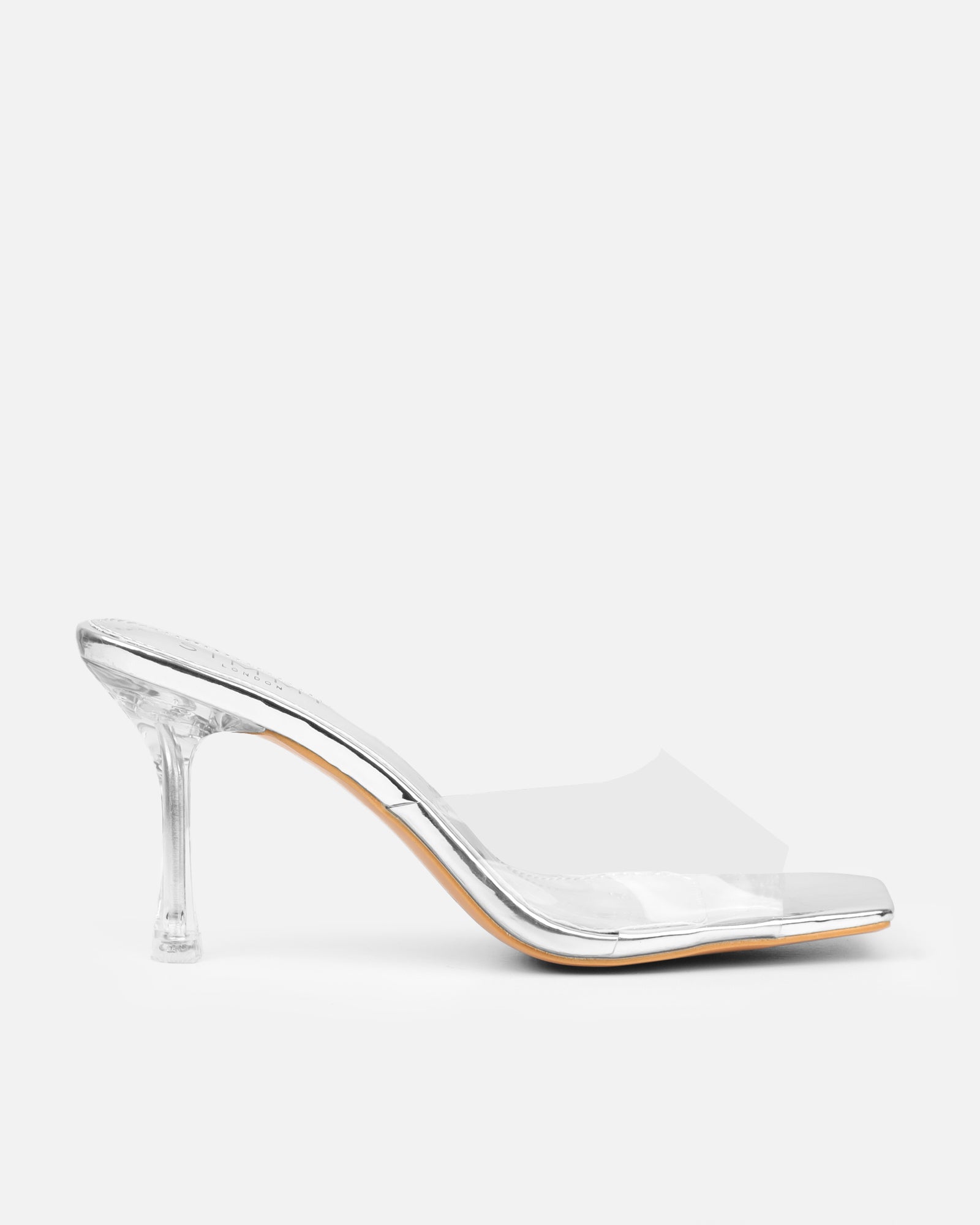 Simmi Clear Silver Mirror Heeled Sandals