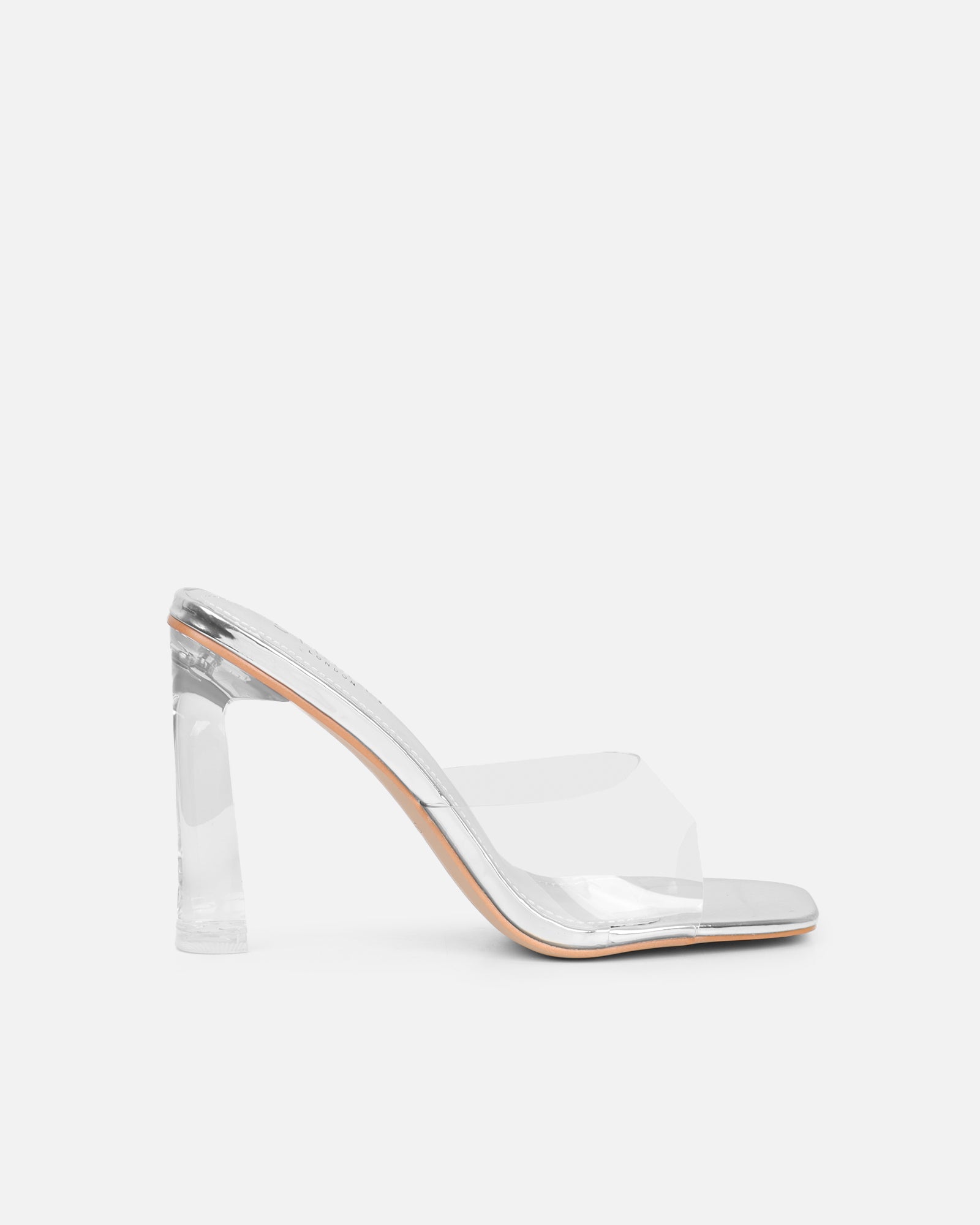 Simmi Clear Silver Mirror Mules