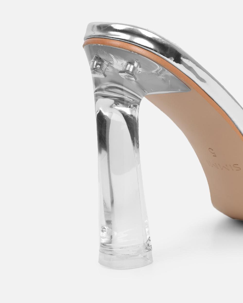 Simmi Clear Silver Mirror Mules