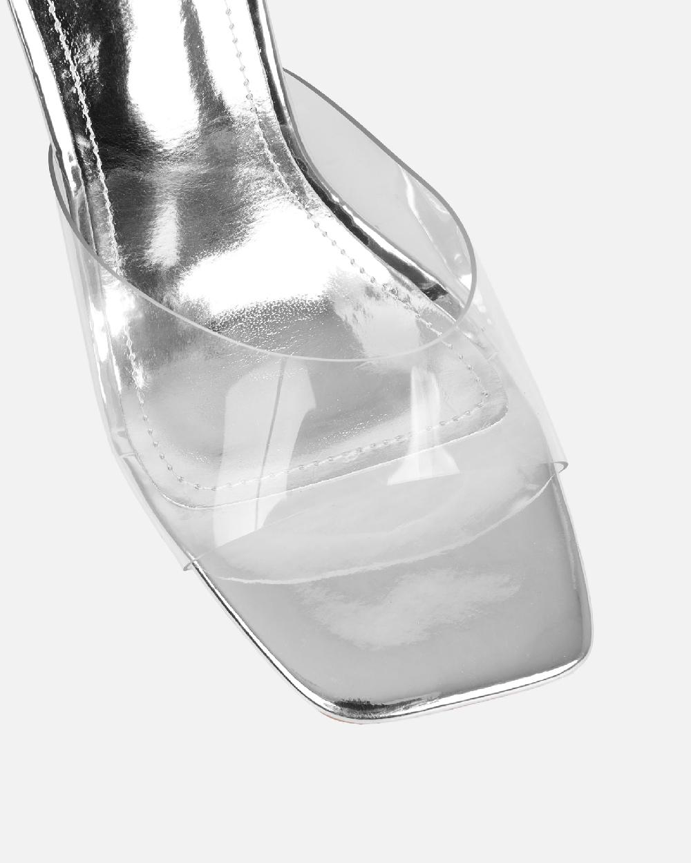 Simmi Clear Silver Mirror Mules
