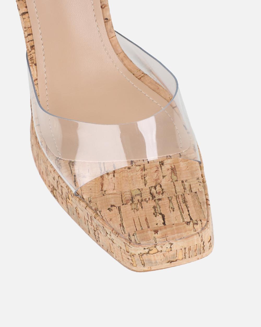 Simmi Cork Clear Platform Heeled Sandals