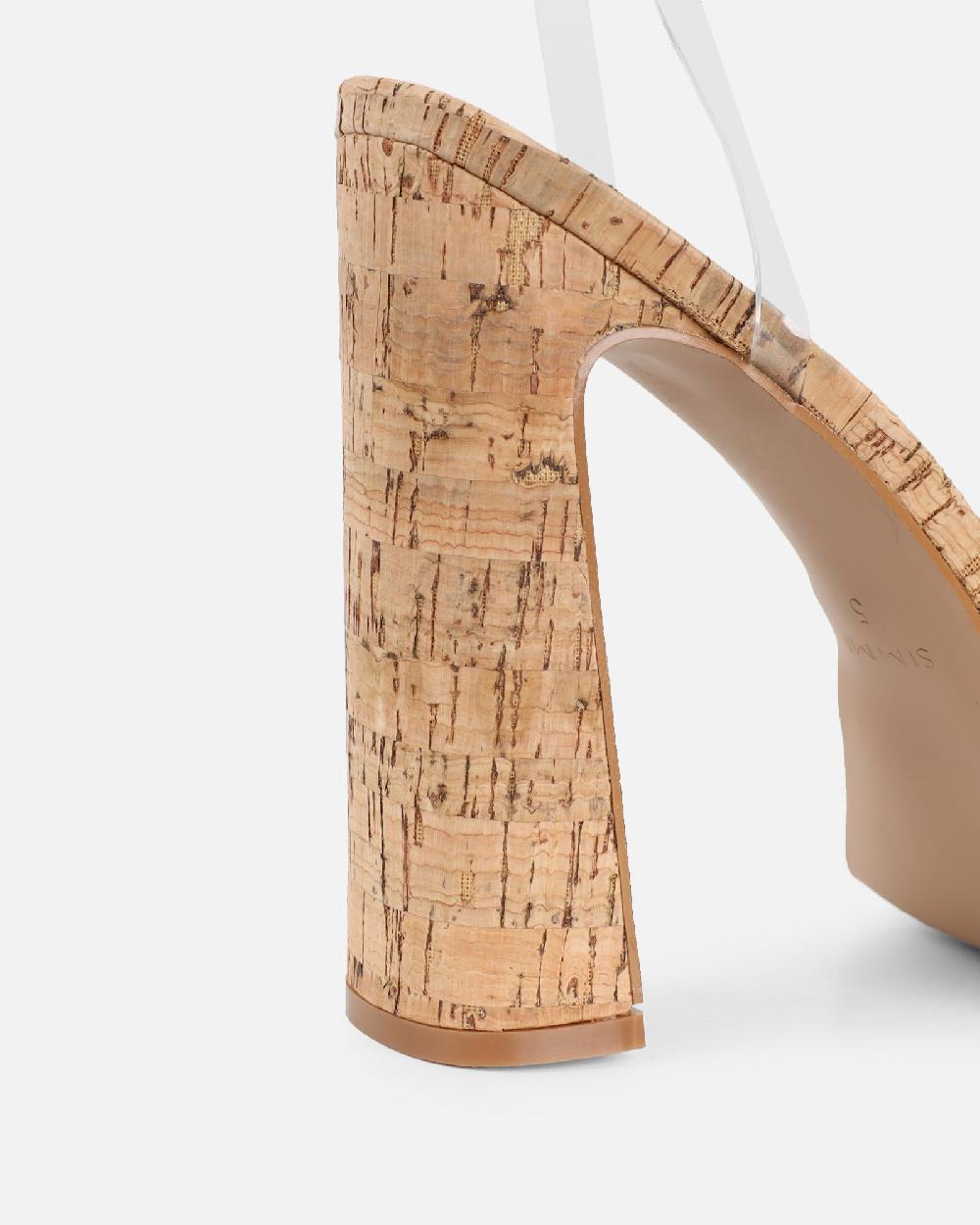 Simmi Cork Clear Platform Heeled Sandals