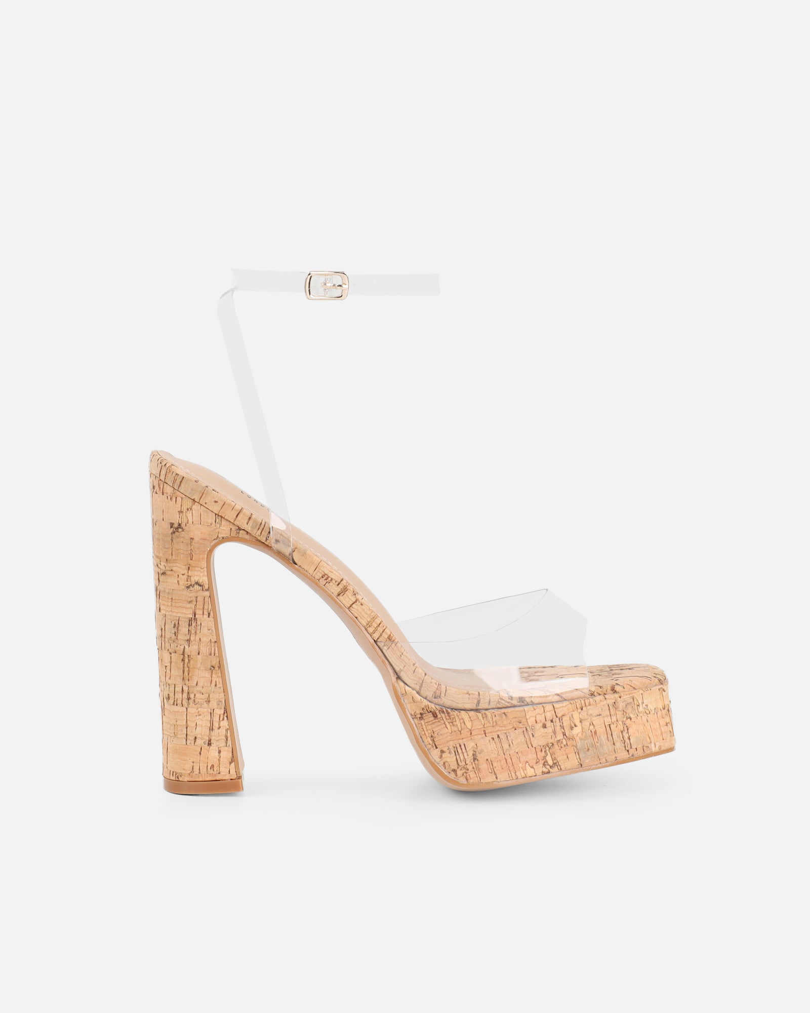 Simmi Cork Clear Platform Heeled Sandals
