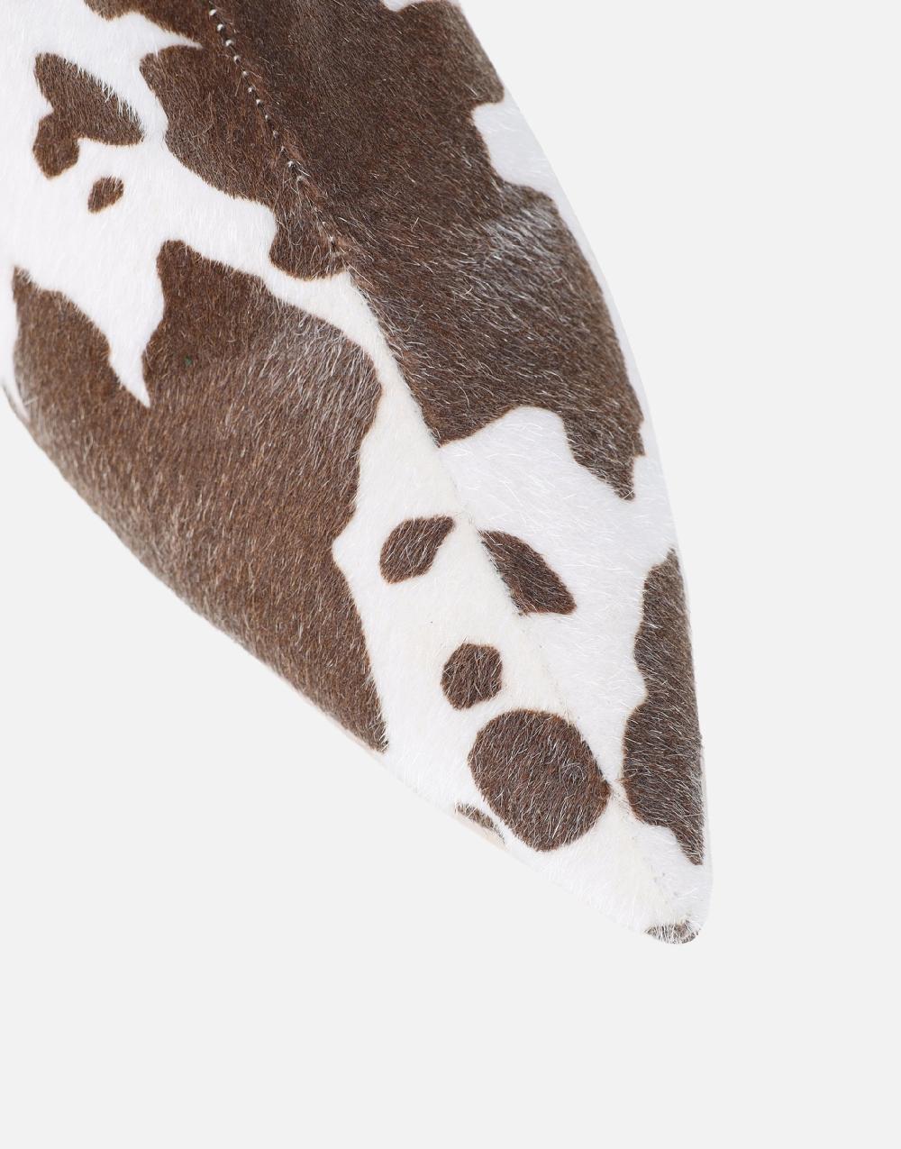 Simmi Cow Print Heeled Ankle Boots