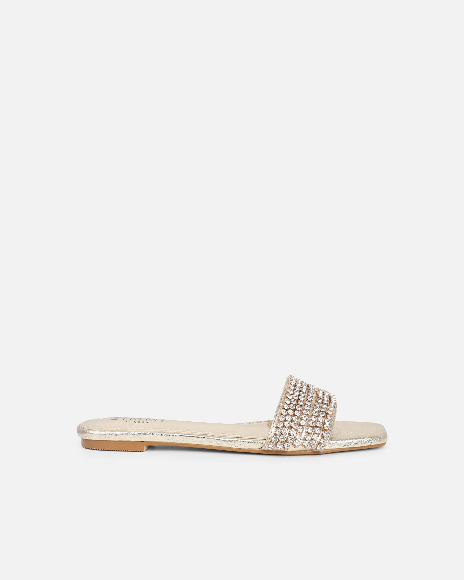 Simmi Cracked Gold Diamante Flats
