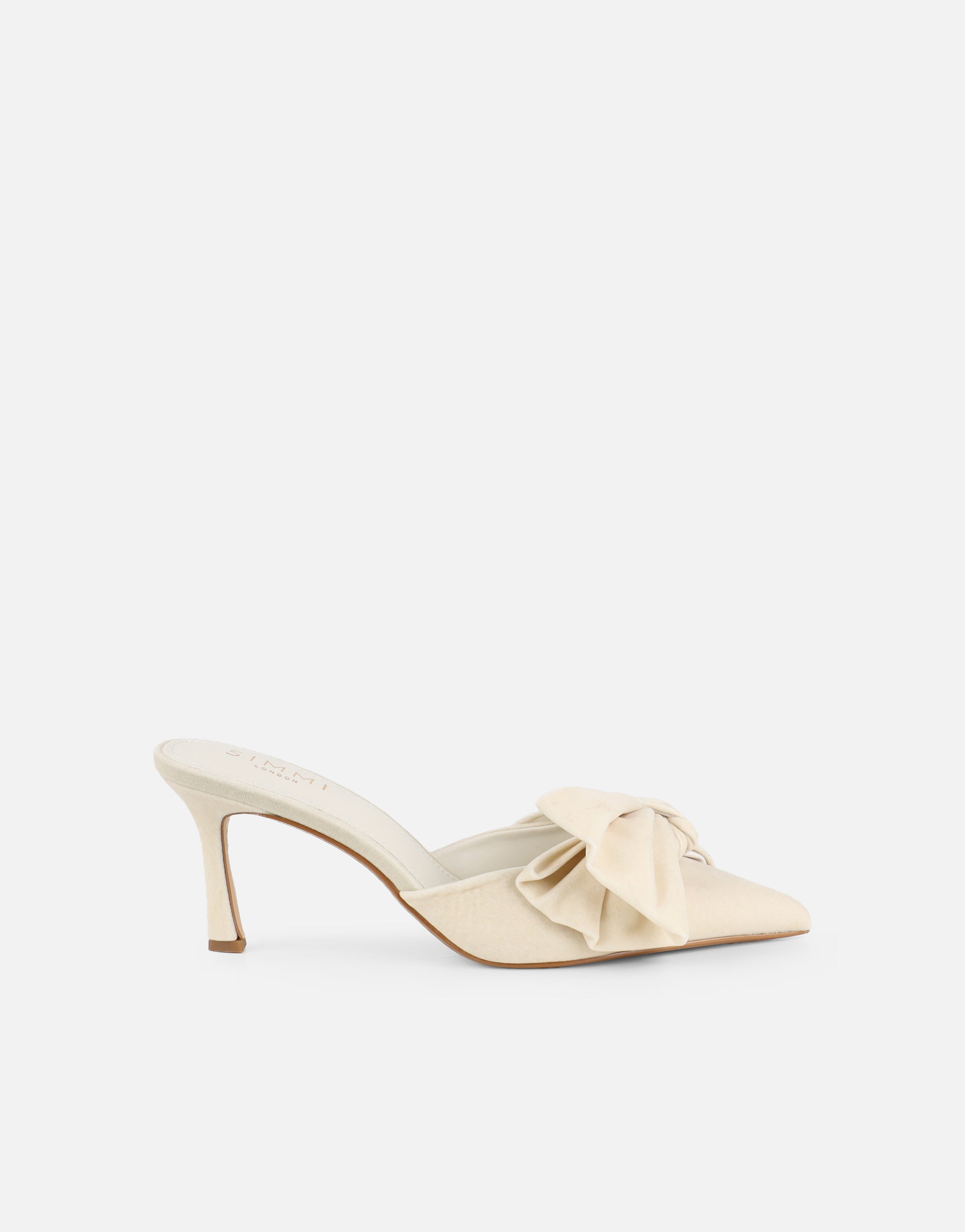 Simmi Cream Velvet Bow Mules