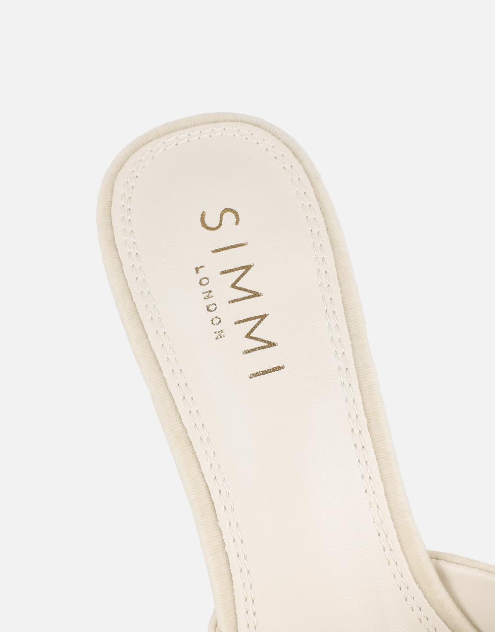 Simmi Cream Velvet Bow Mules