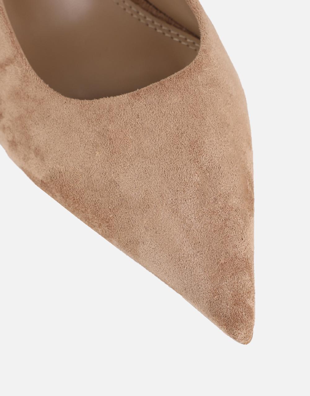 Simmi Dark Beige Suede Sling Back Court Shoes