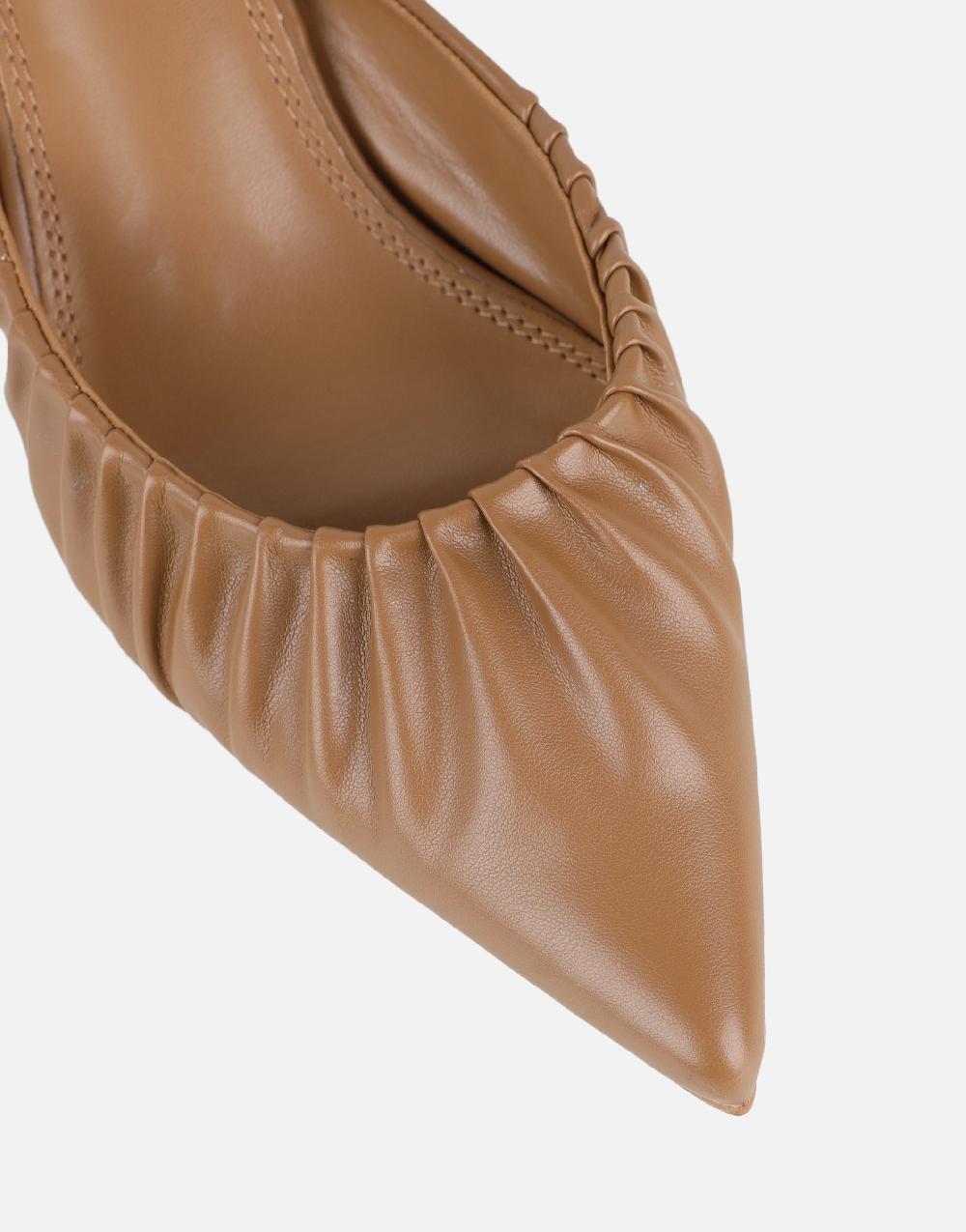 Simmi Dark Nude Ruched Mules