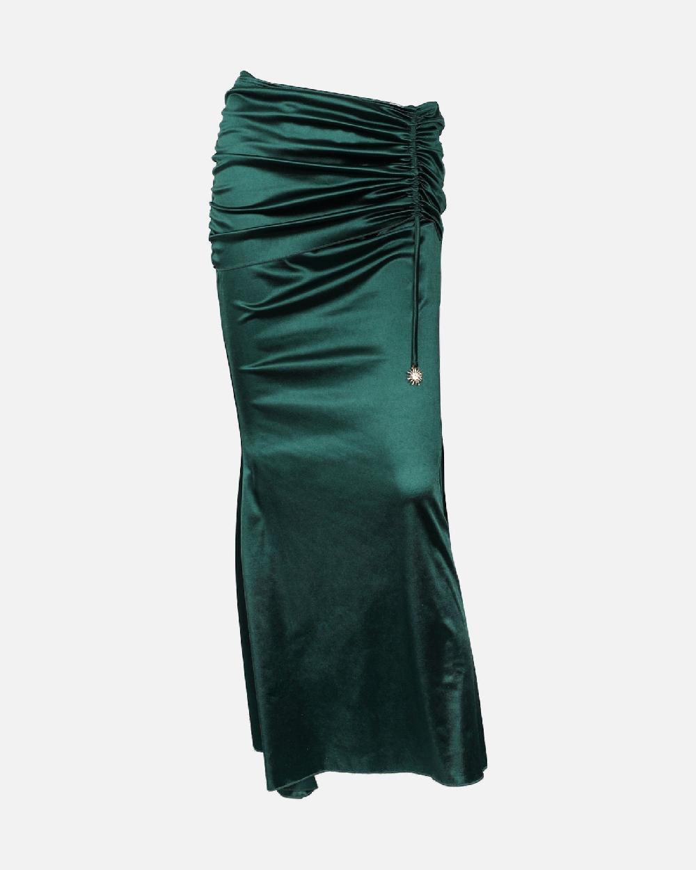 Simmi Emerald Satin Sun Maxi Skirt