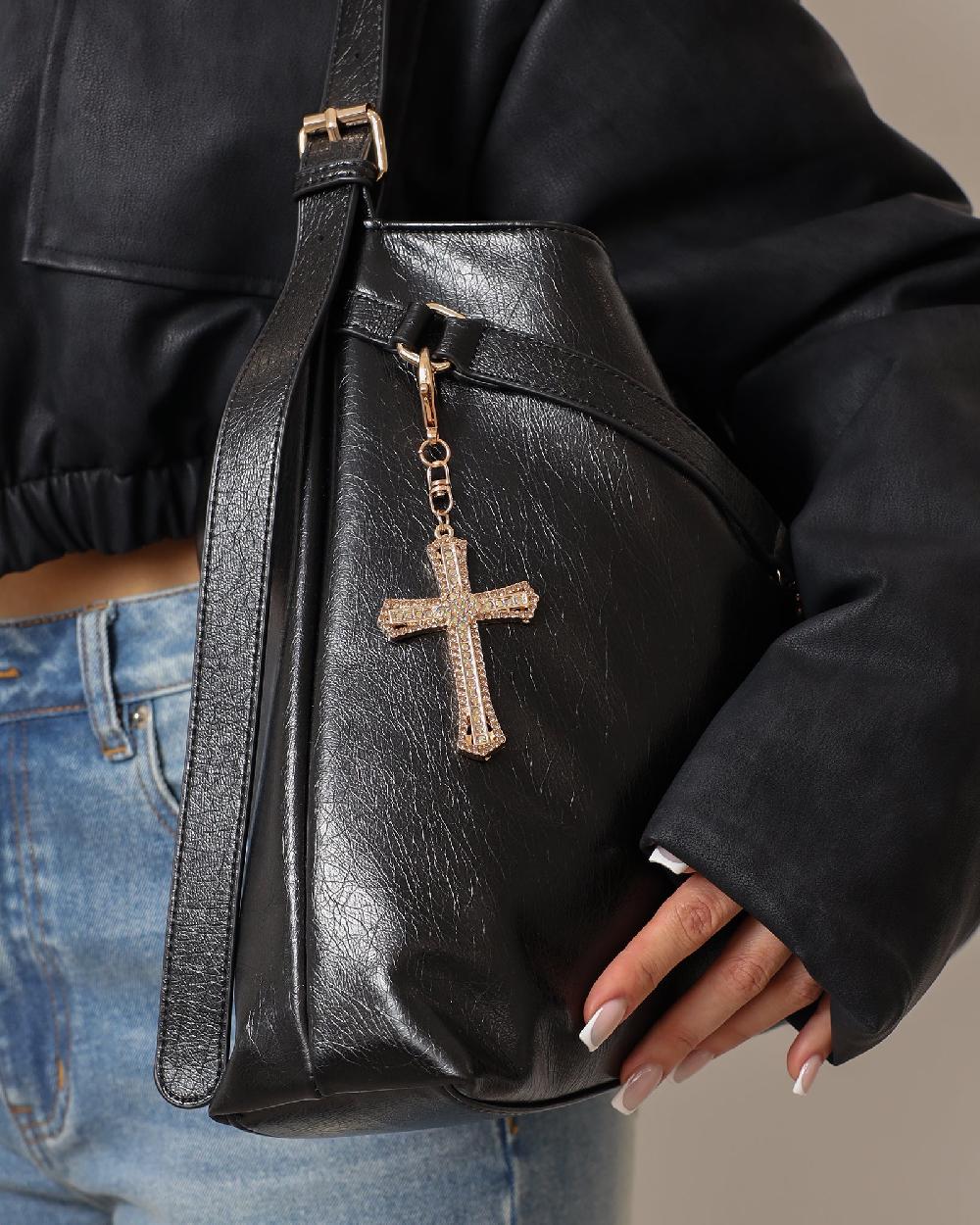 simmi Gold Diamante Cross Charm