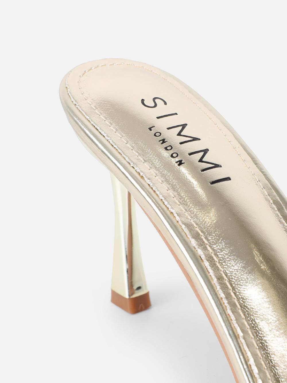 Simmi Gold Metallic Bow Detail Mules