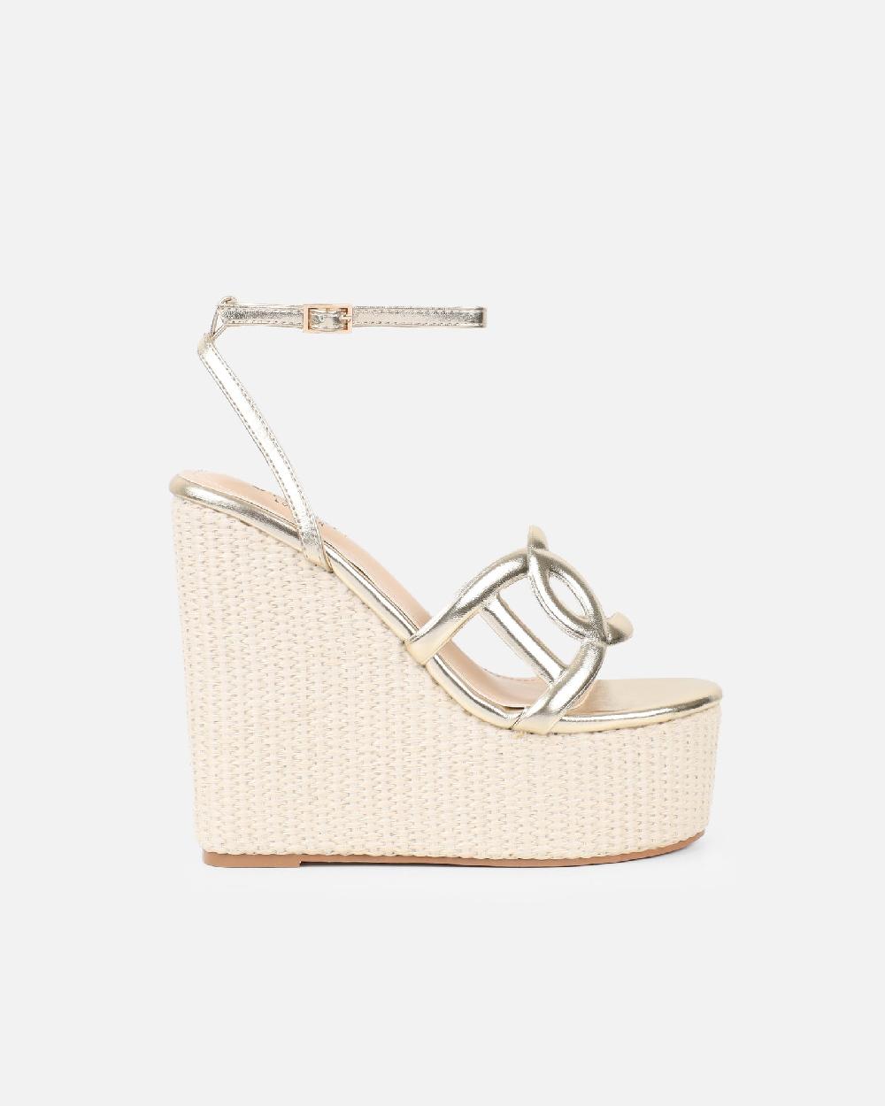 Simmi Gold Metallic Espadrille Wedges