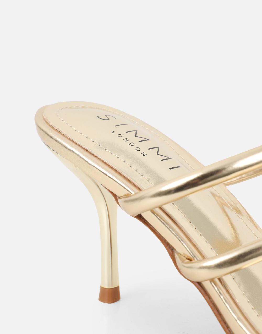 Simmi Gold Metallic Gold Toe Post Detail Mules
