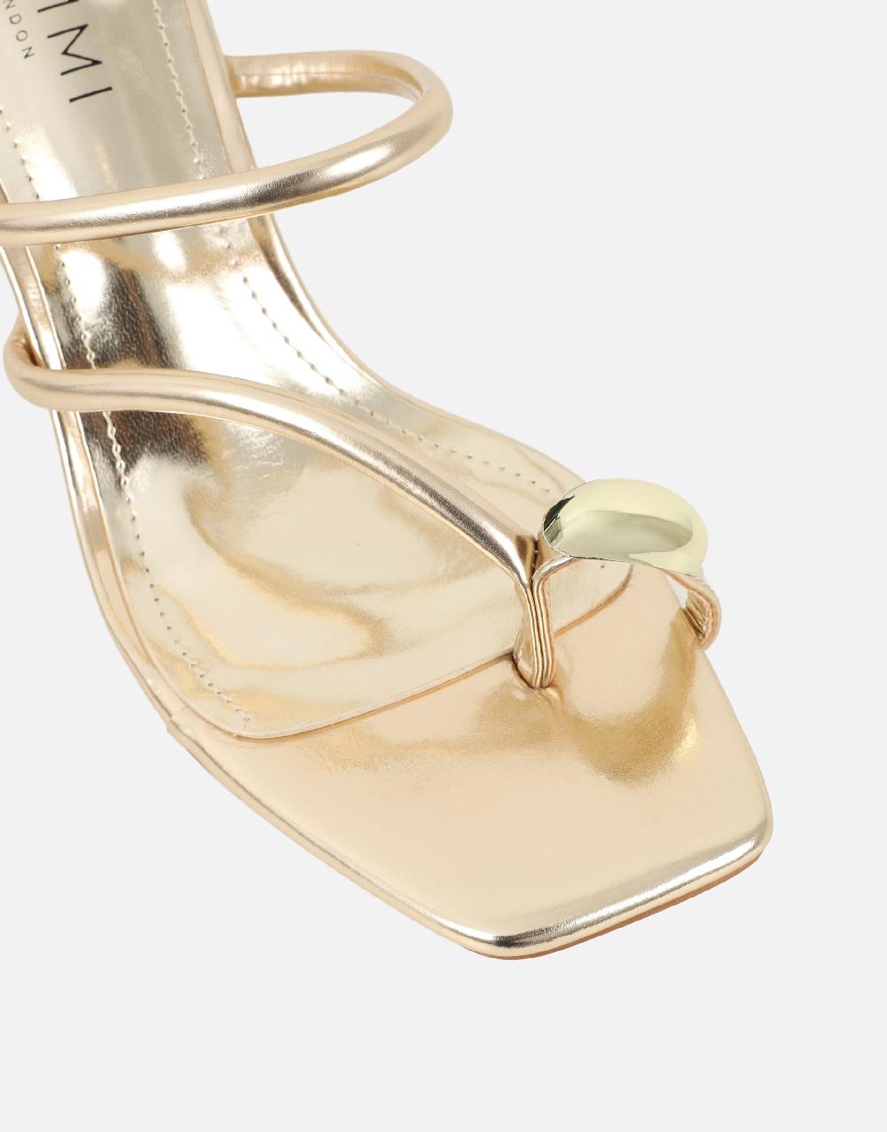 Simmi Gold Metallic Gold Toe Post Detail Mules