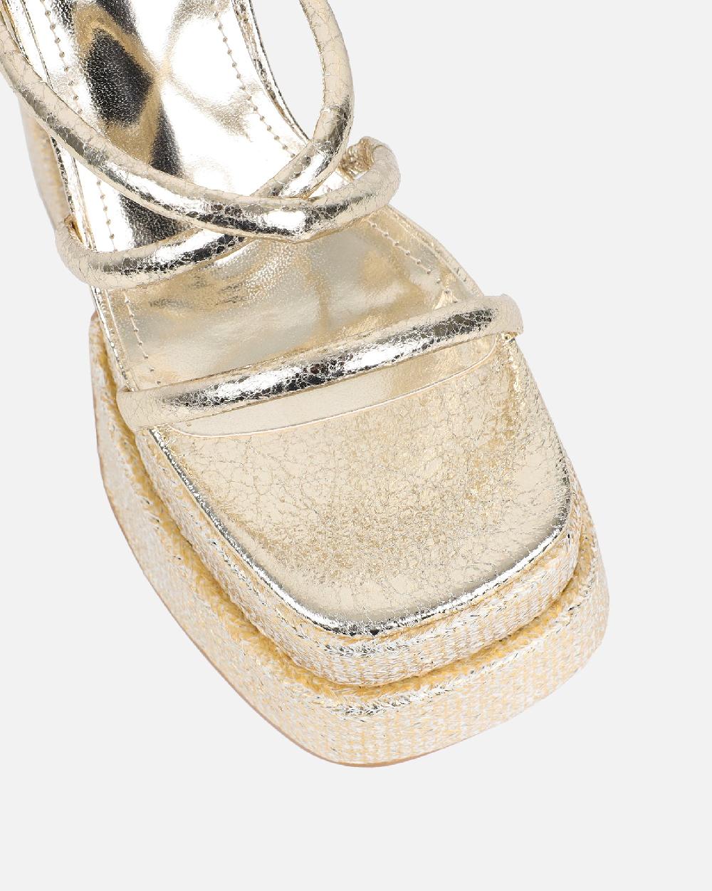 Simmi Gold Metallic Platform Heeled Sandals