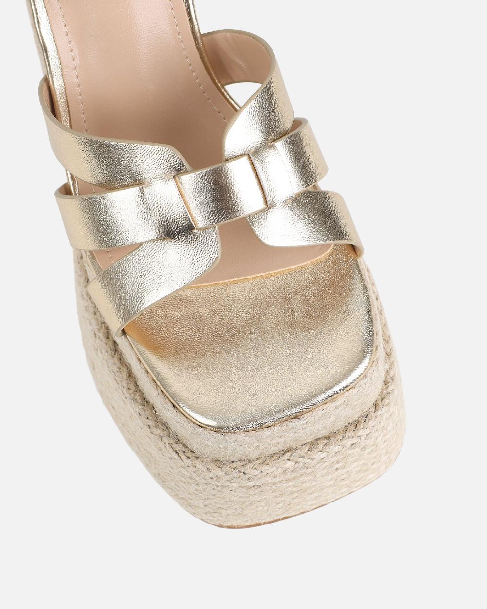 Simmi Gold Metallic Platform Heeled Sandals