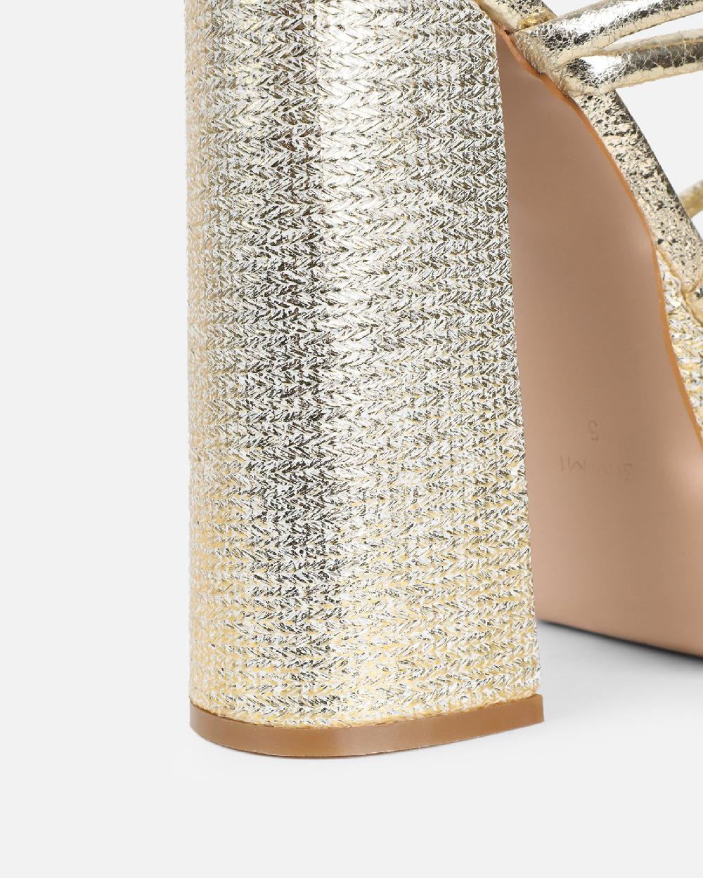 Simmi Gold Metallic Platform Heeled Sandals