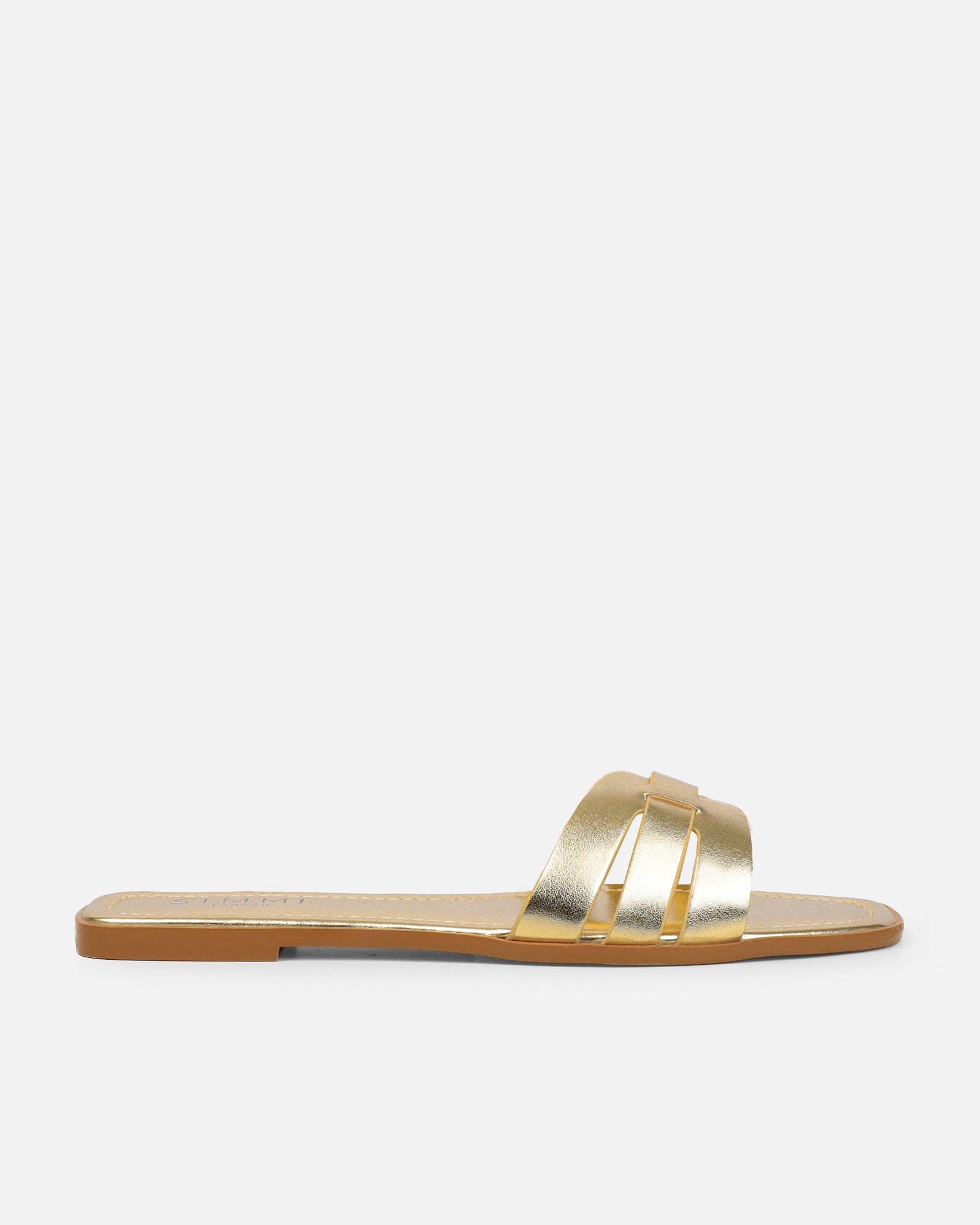 Simmi Gold Metallic Slip On Flat Sandals