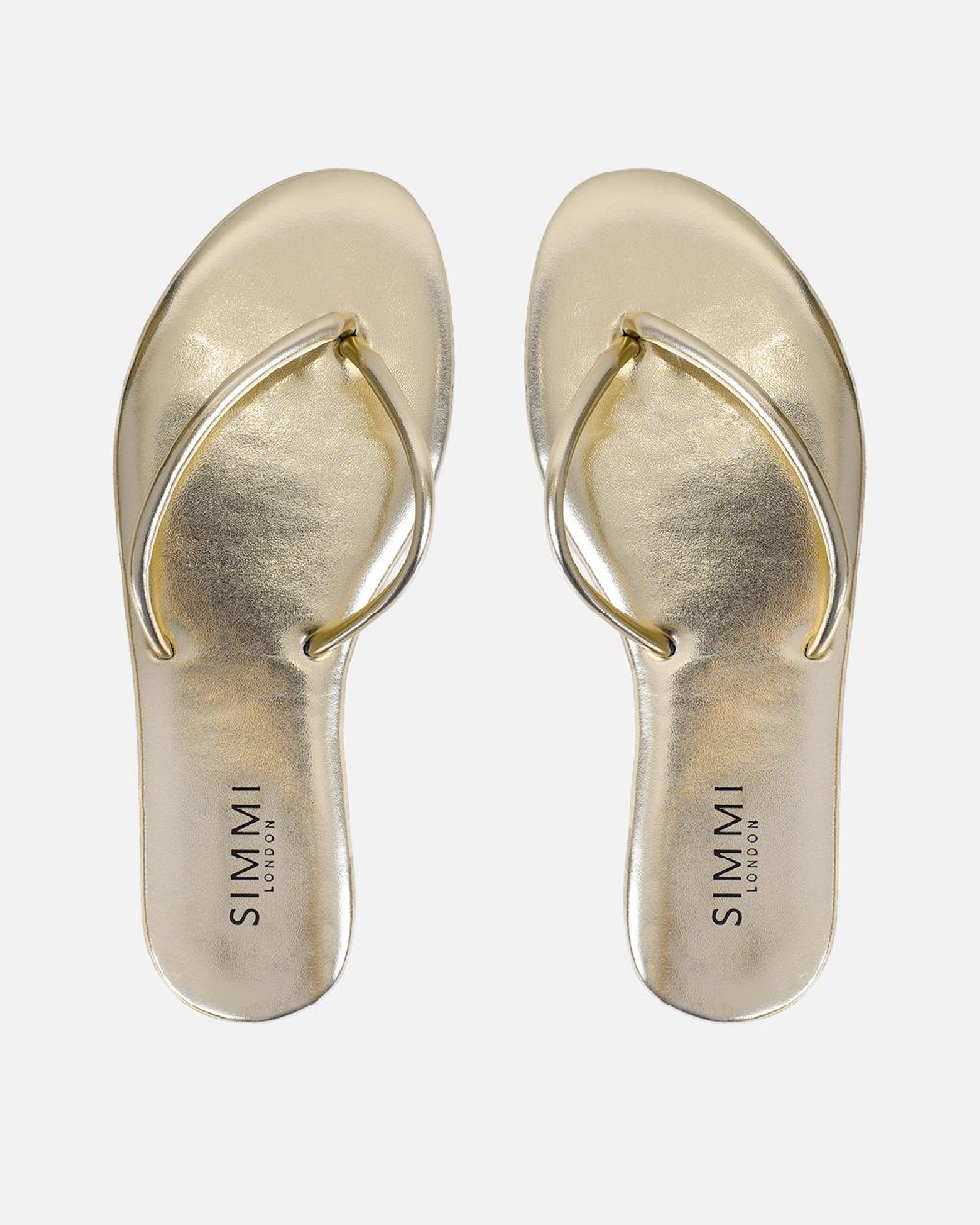 Simmi Gold Metallic Toe Thong Sandals