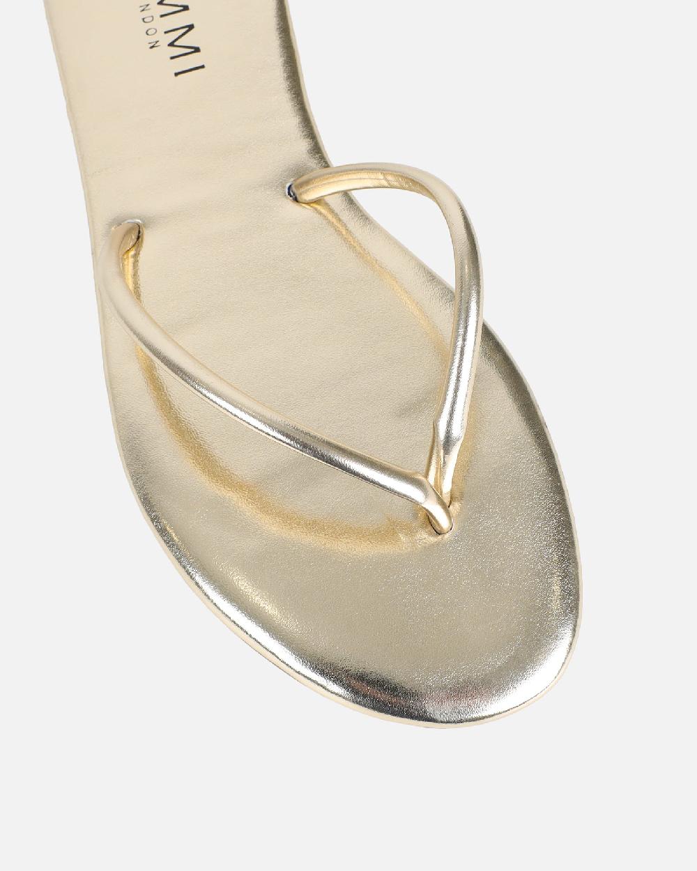 Simmi Gold Metallic Toe Thong Sandals