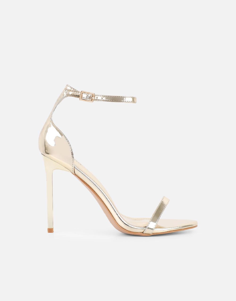 Simmi Gold Mirror Barely There Heeled Sandals
