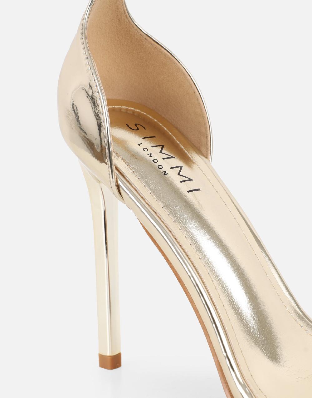 Simmi Gold Mirror Barely There Heeled Sandals