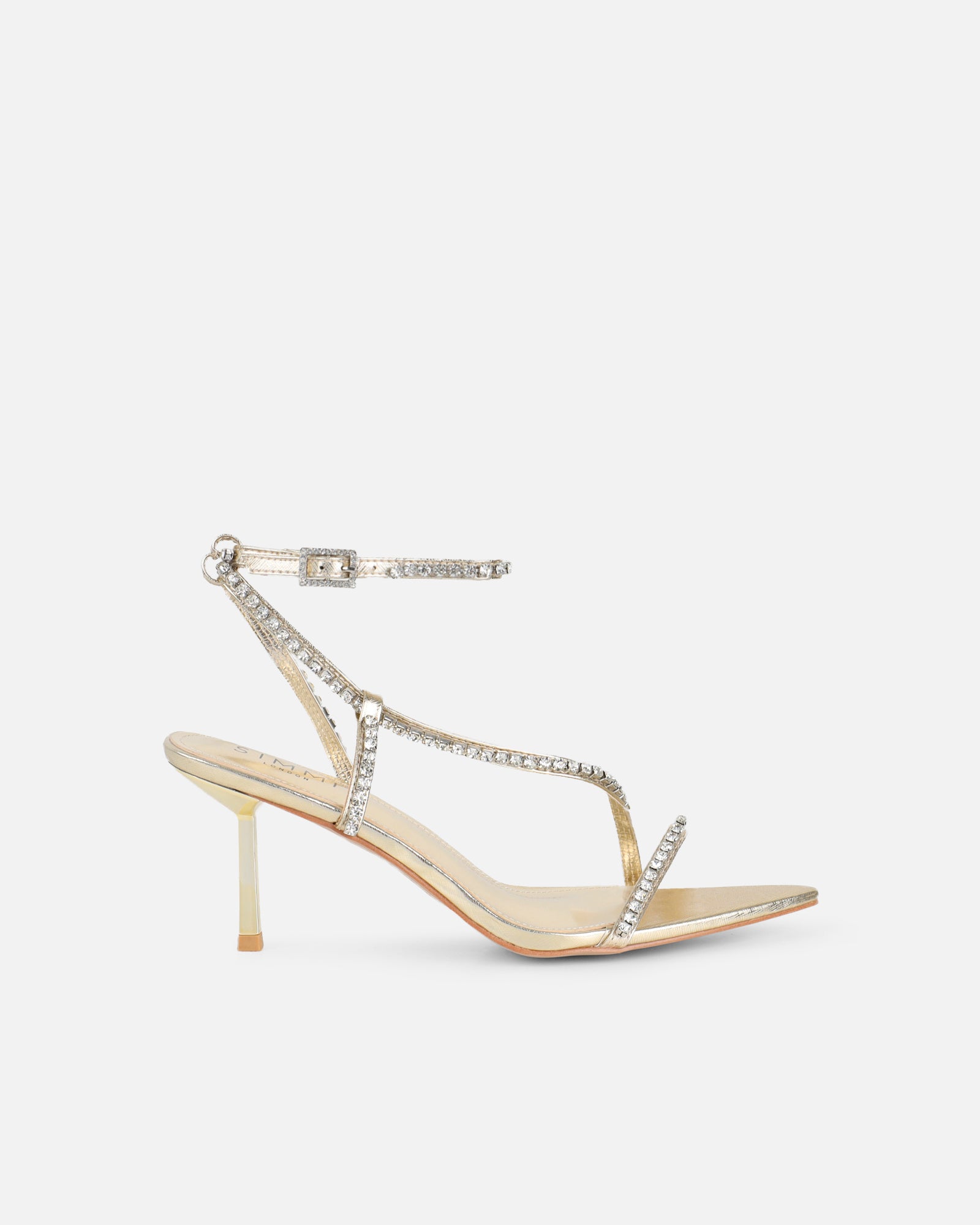 Simmi Gold Mirror Diamante Heeled Sandals