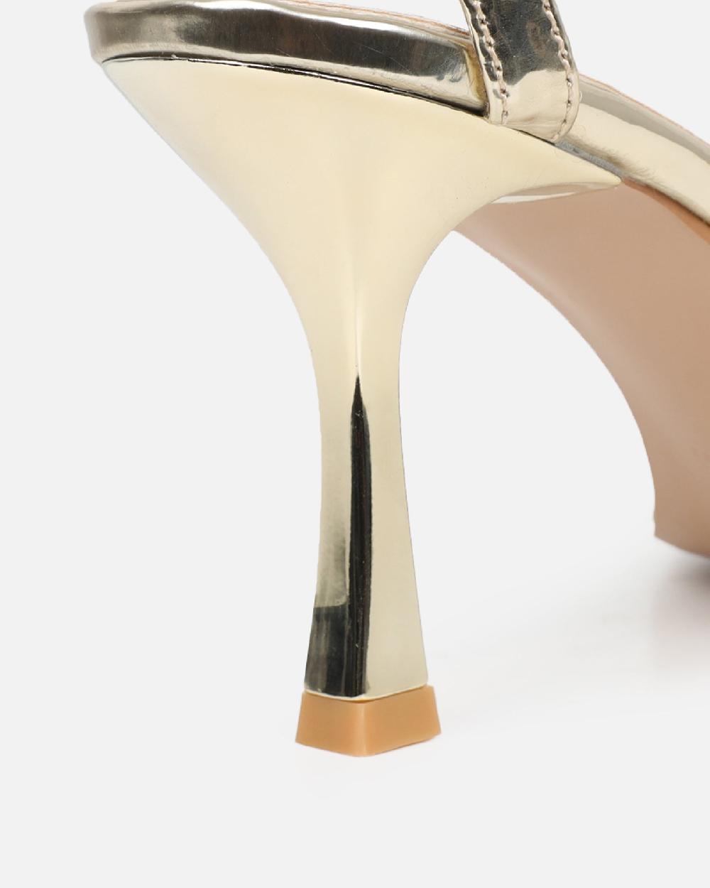 Simmi Gold Mirror Diamante Heeled Sandals