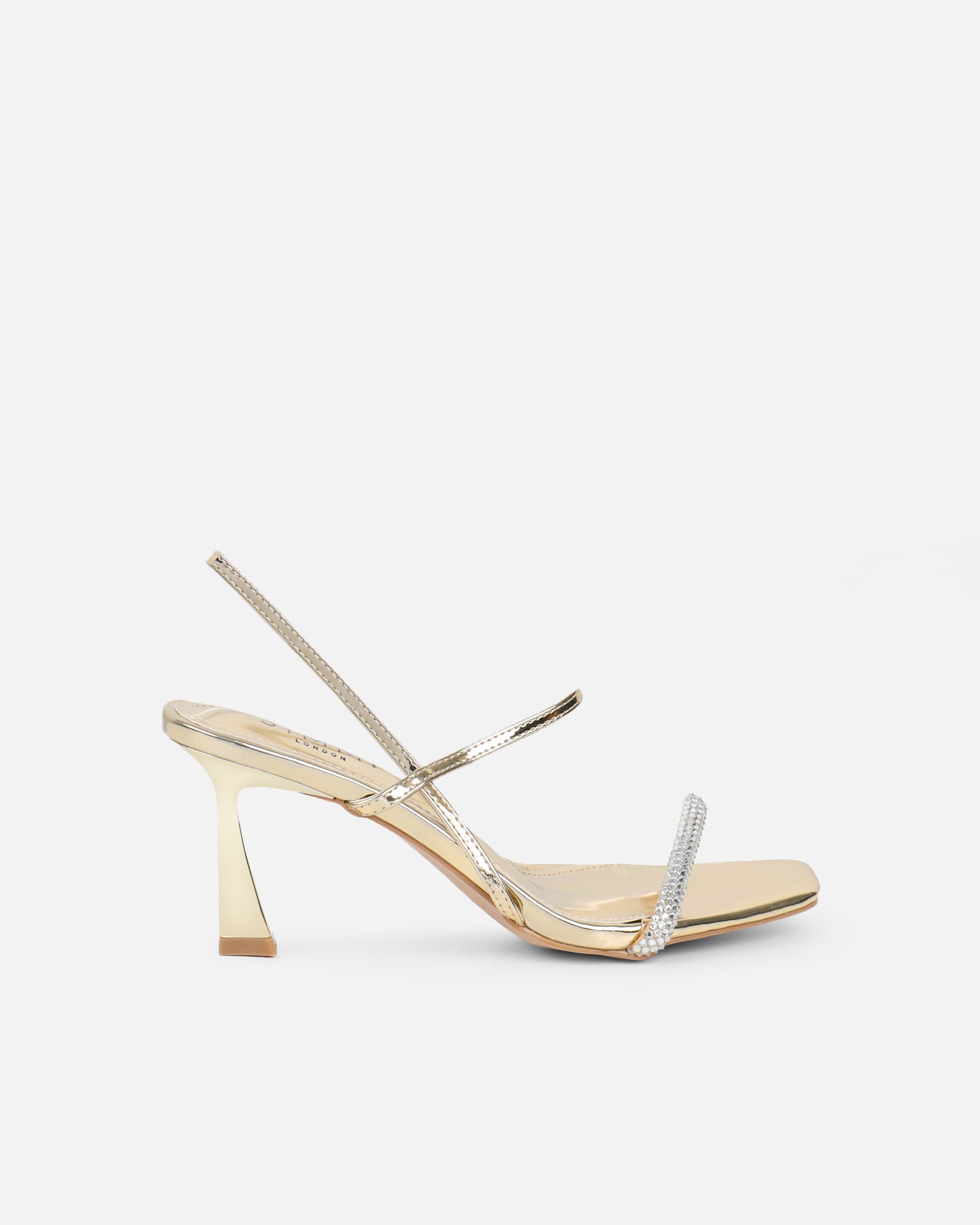 Simmi Gold Mirror Diamante Heeled Sandals