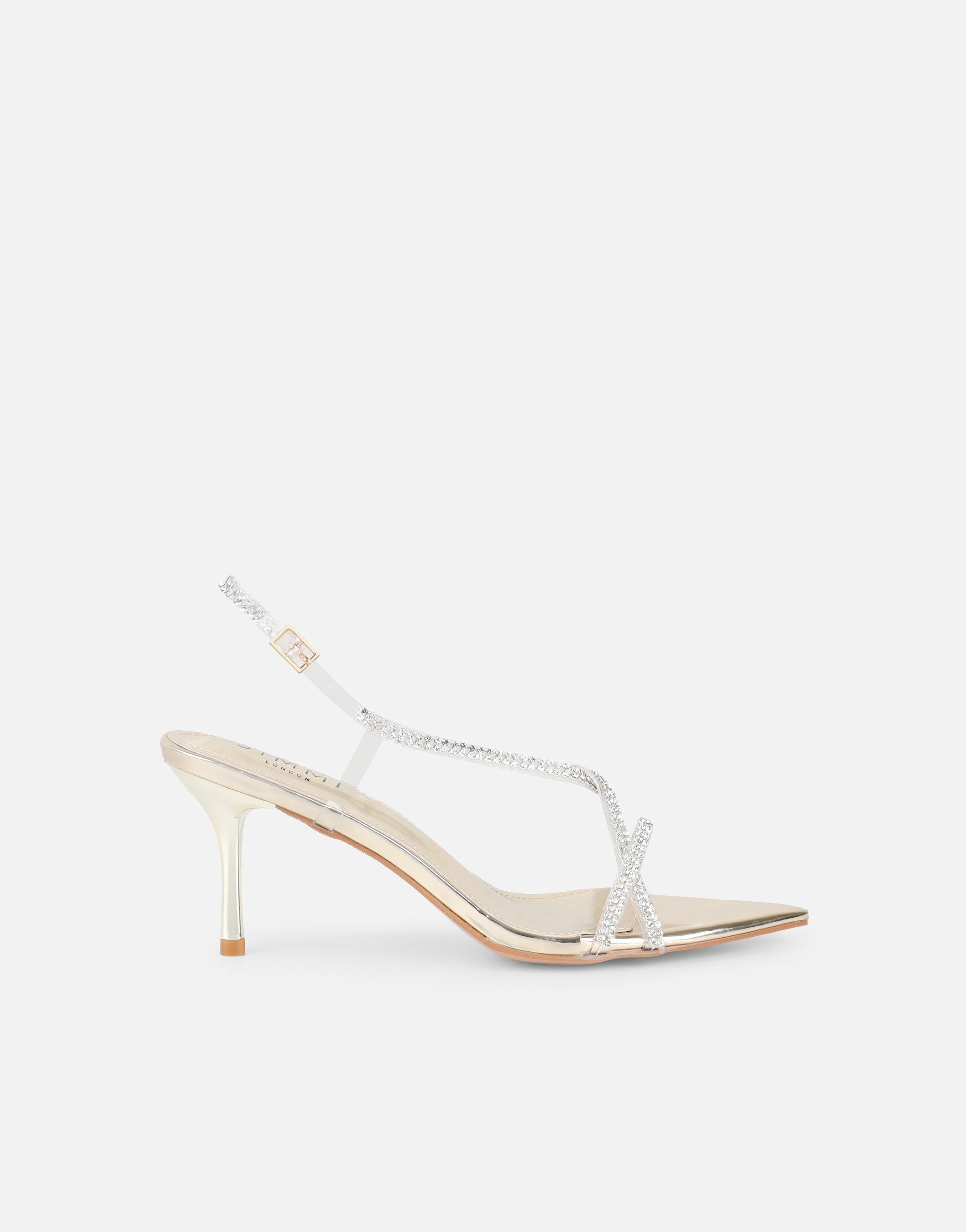 Simmi Gold Mirror Diamante Slingback Heels