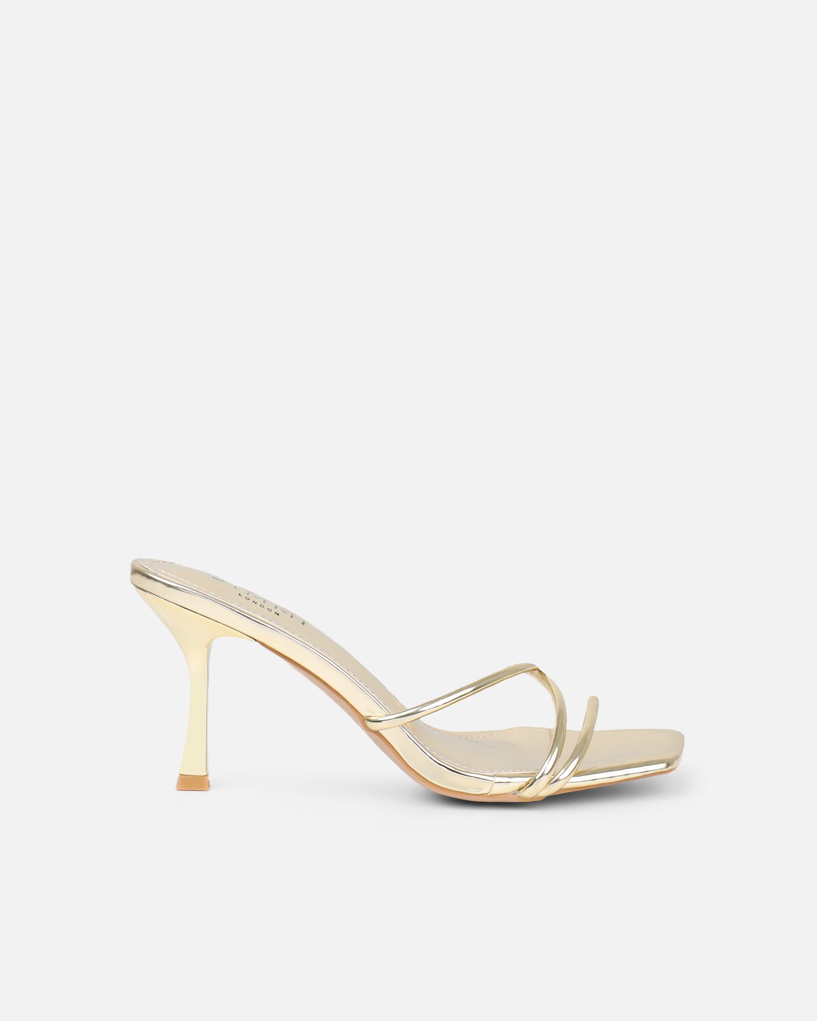 Simmi Gold Mirror Mid Heeled Sandals