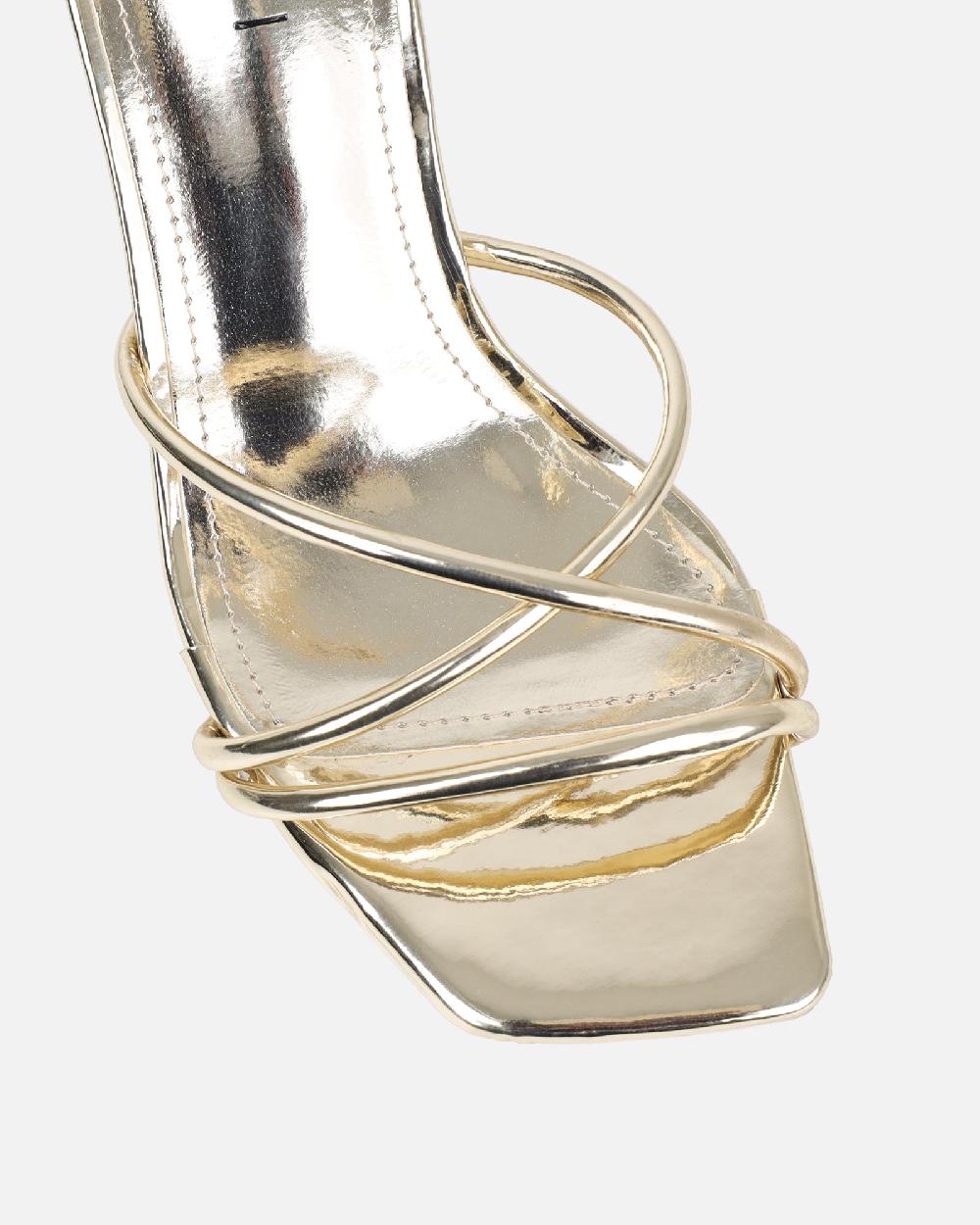 Simmi Gold Mirror Mid Heeled Sandals