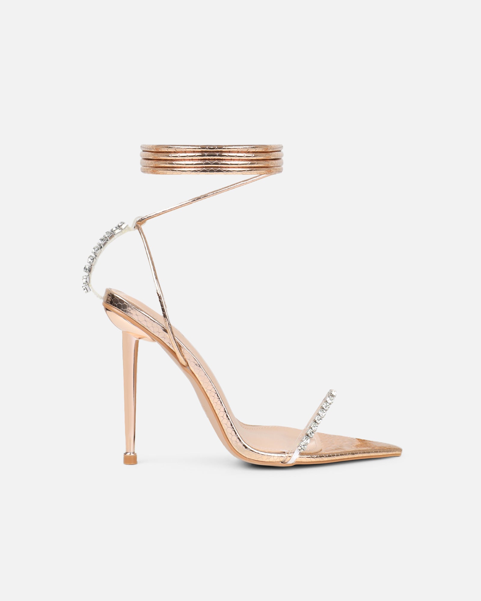 Simmi Gold Mirror Snake Diamante Heels