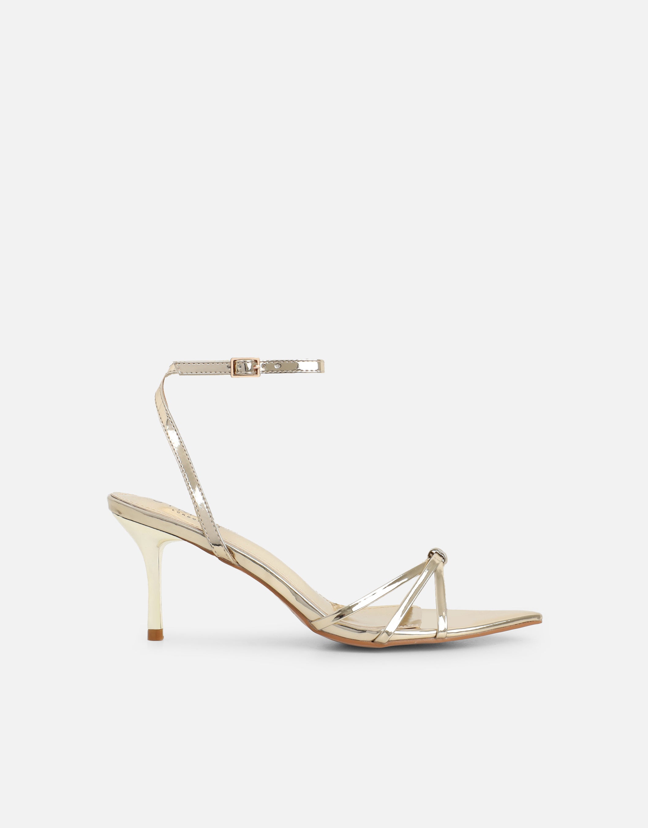Simmi Gold Mirror Strappy Heeled Sandals