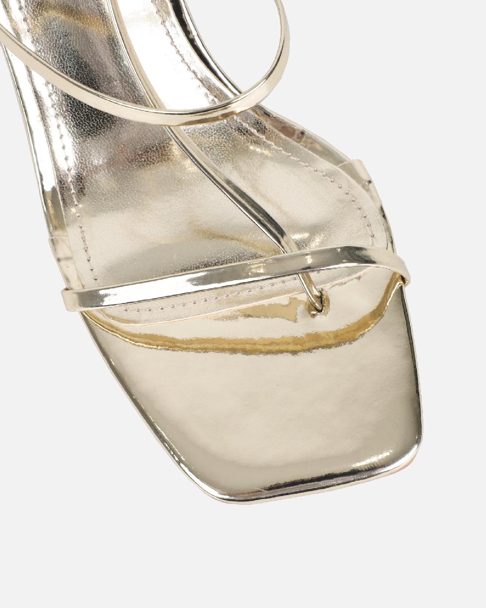 Simmi Gold Mirror Strappy Heeled Sandals