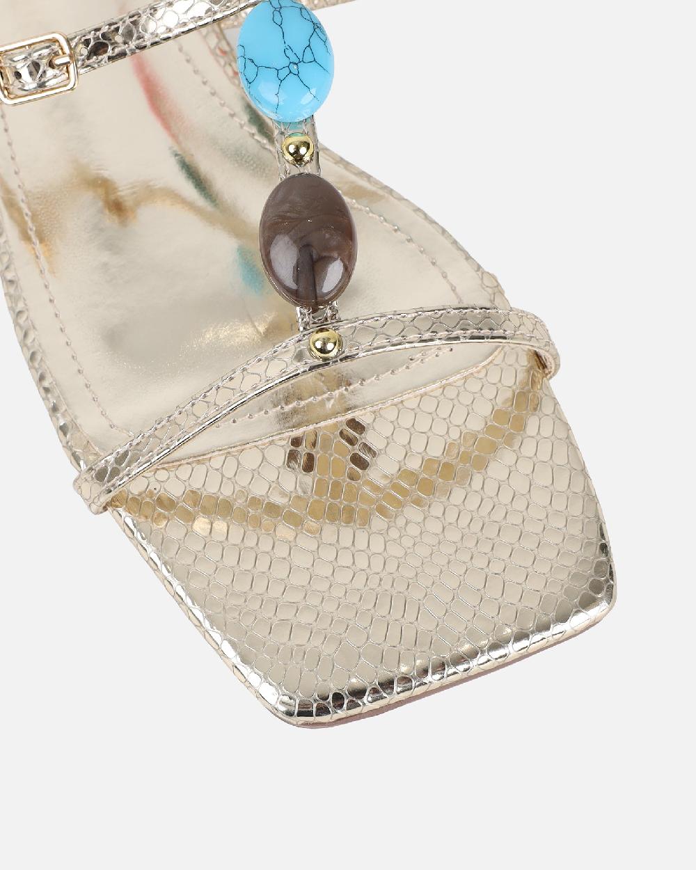 Simmi Gold Snake Embellished Knee High Sandals