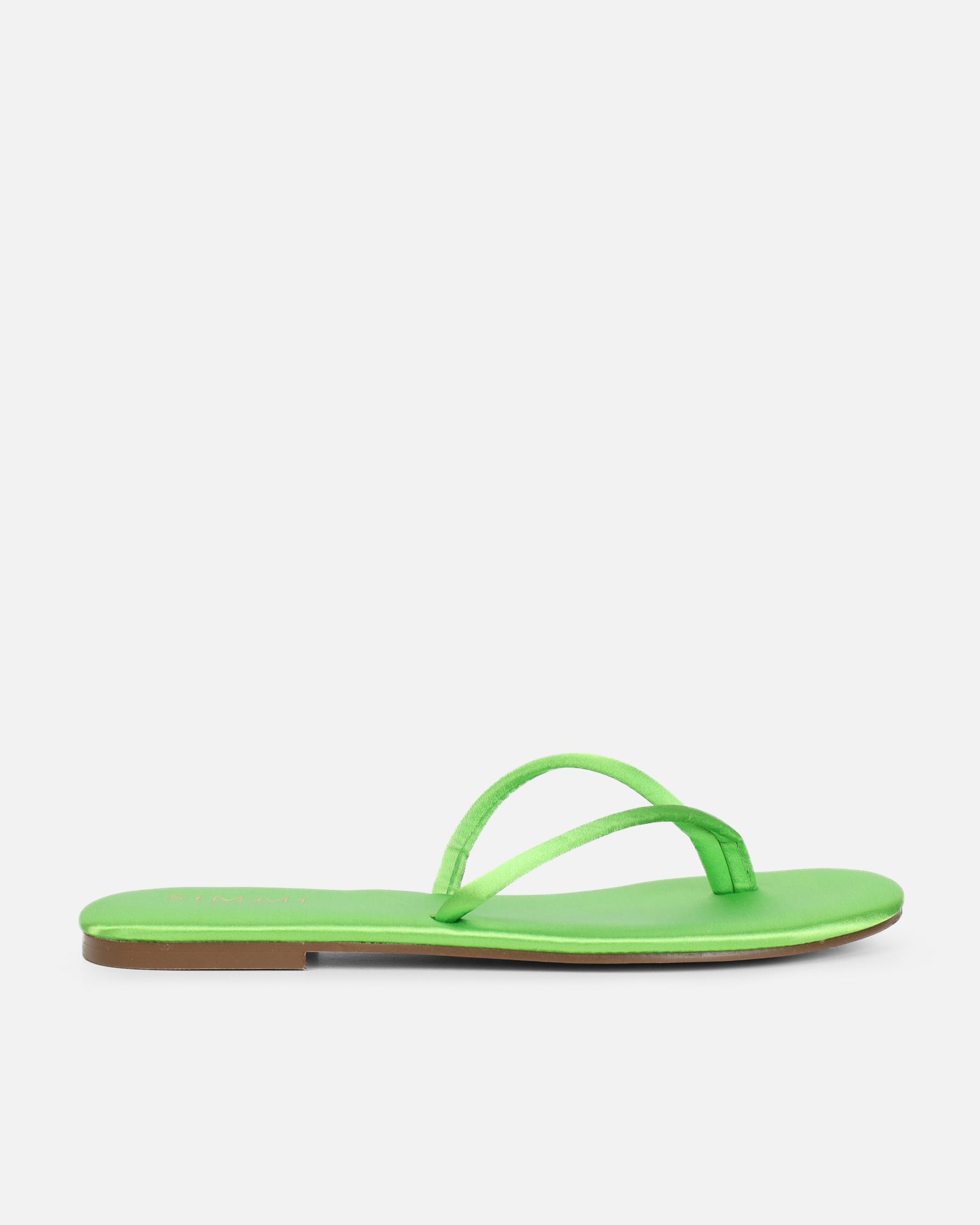 Simmi Green Satin Toe Thong Sandals