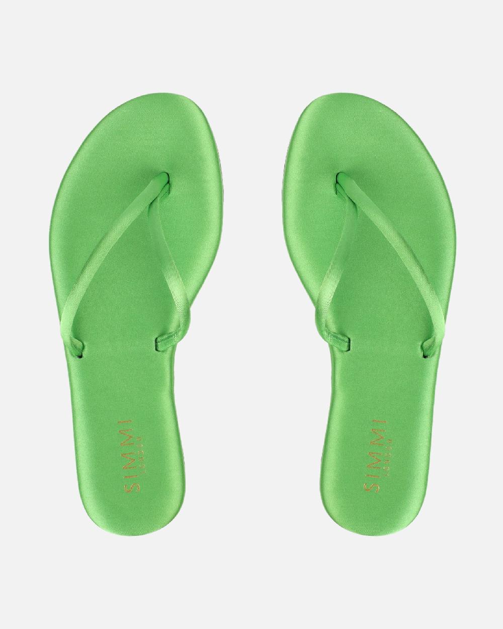 Simmi Green Satin Toe Thong Sandals