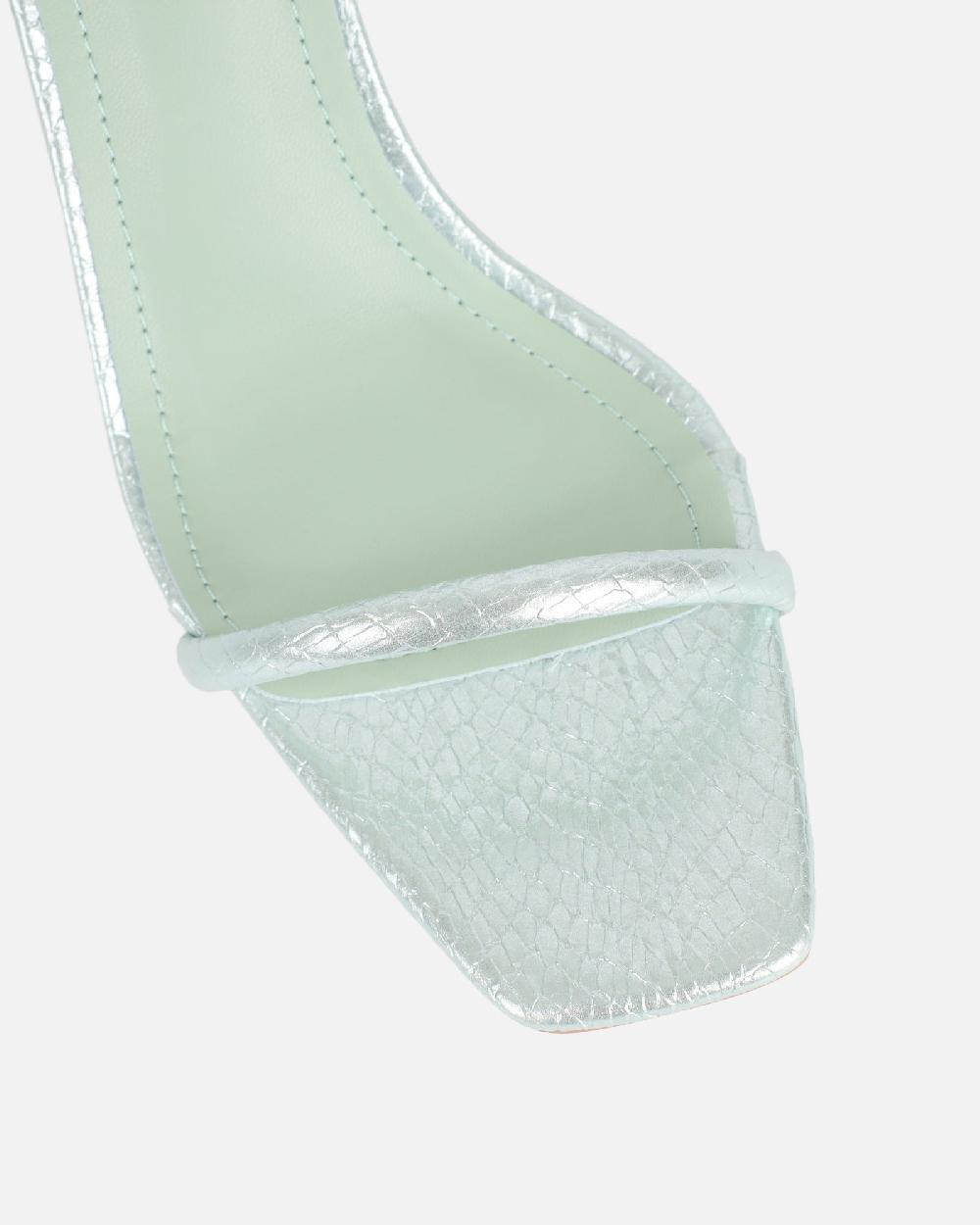 Simmi Green Snake Strappy Heeled Sandals