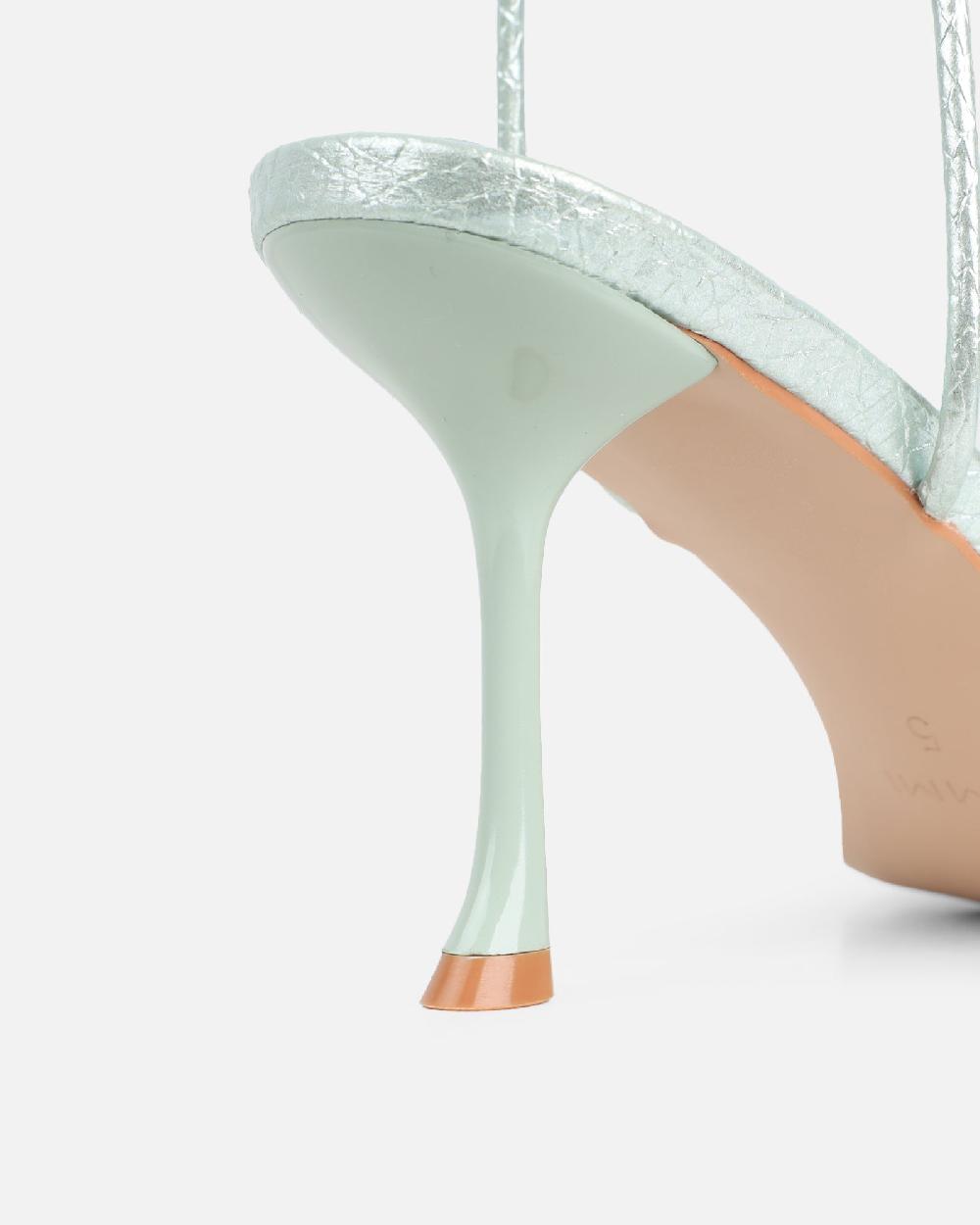 Simmi Green Snake Strappy Heeled Sandals