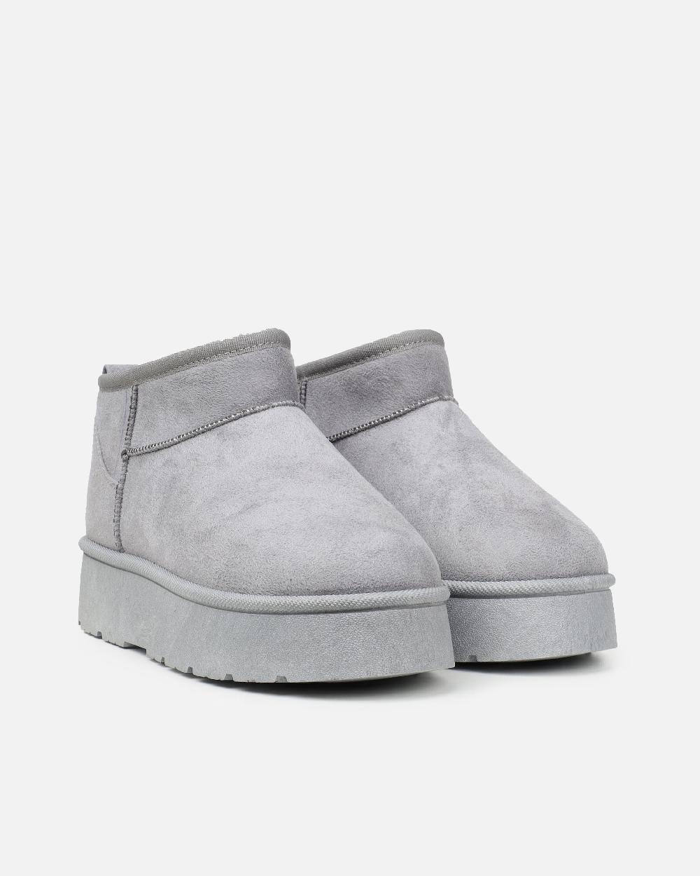 Simmi Grey Faux Suede Flatform Boots